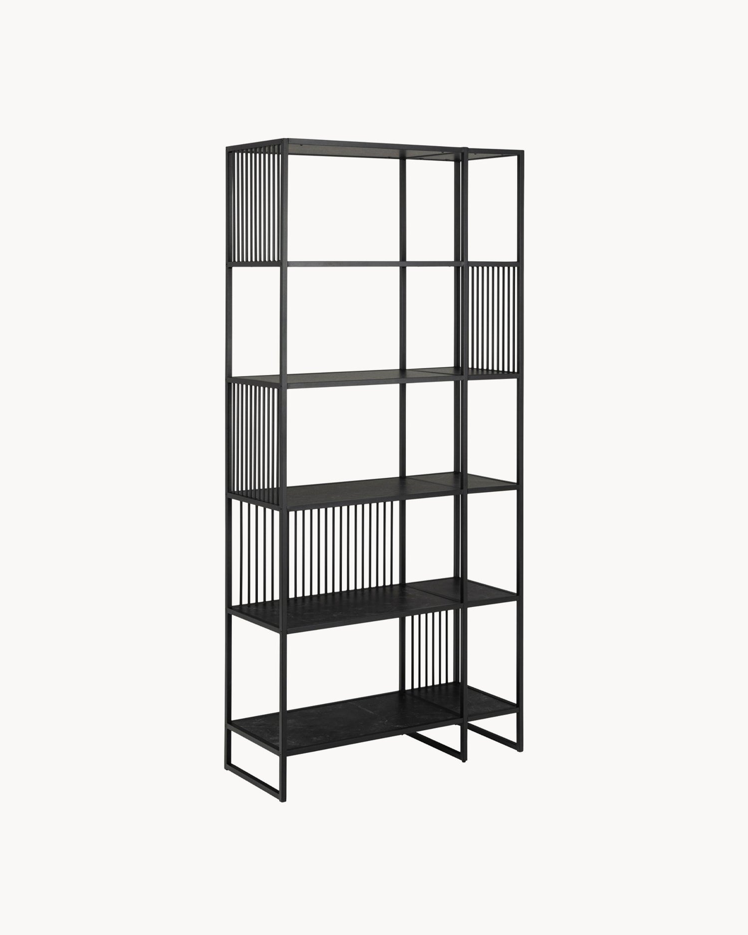 Libreria in acciaio con ripiani in legno Strington