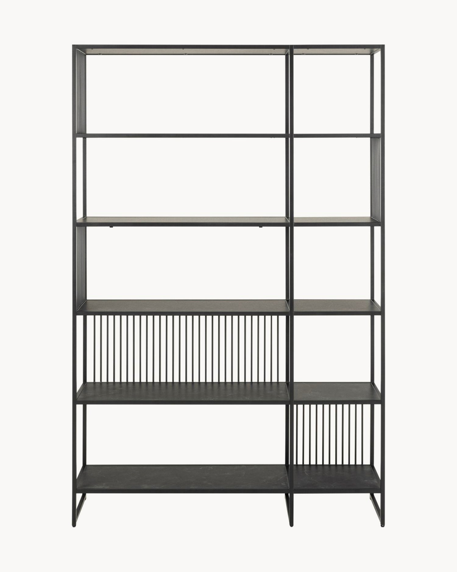 Libreria in acciaio con ripiani in legno Strington