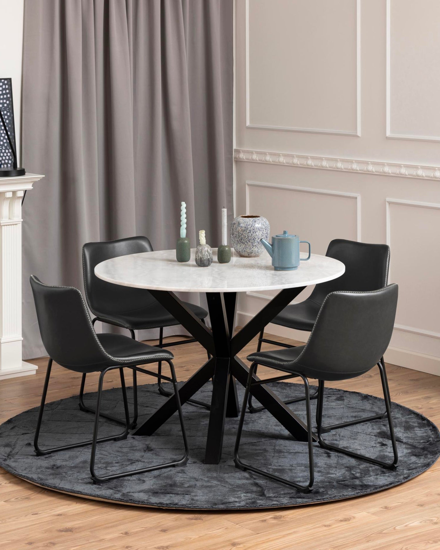 Tavolo da pranzo rotondo con piano in marmo Heaven