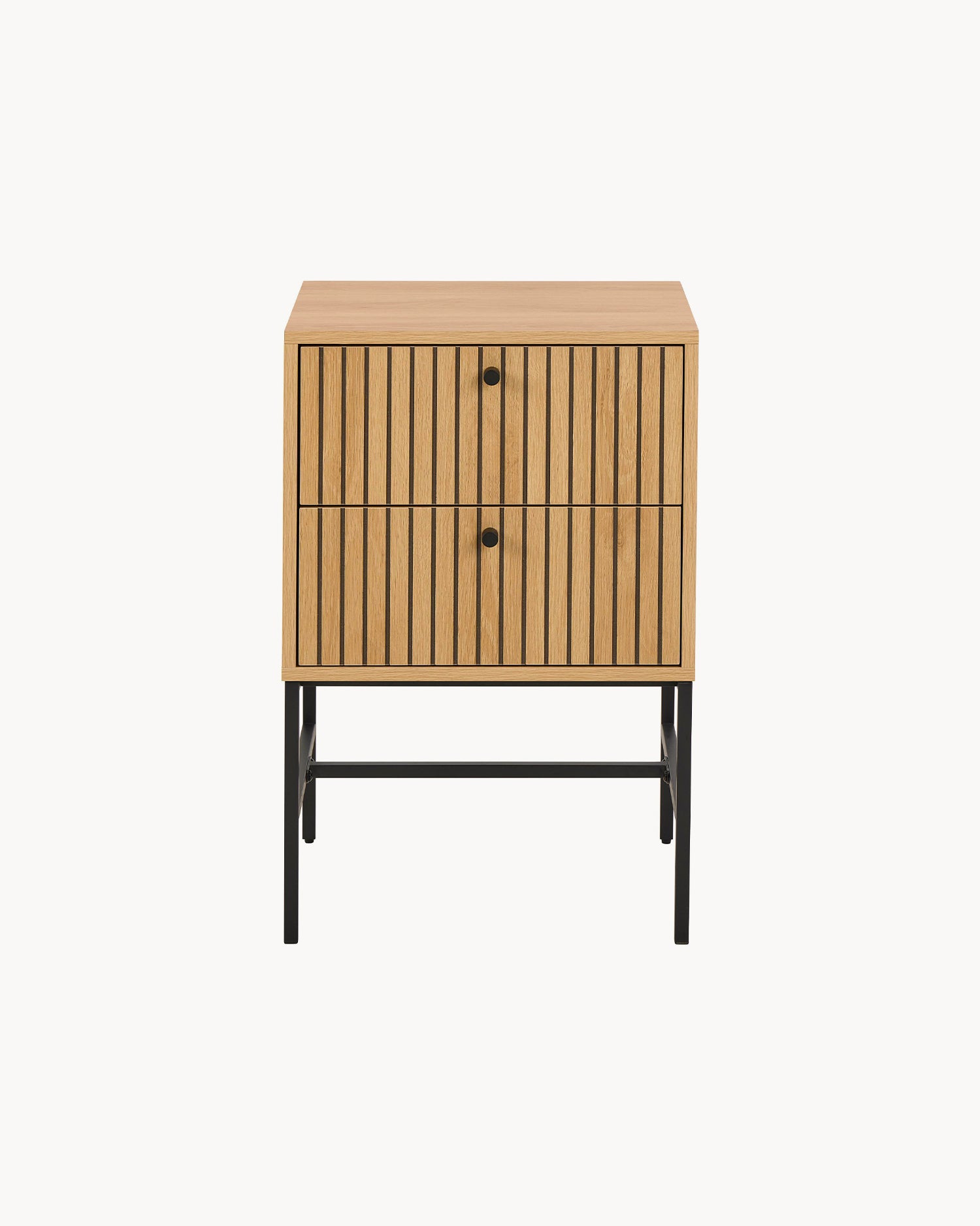 Comodino in legno con base in metallo Albany