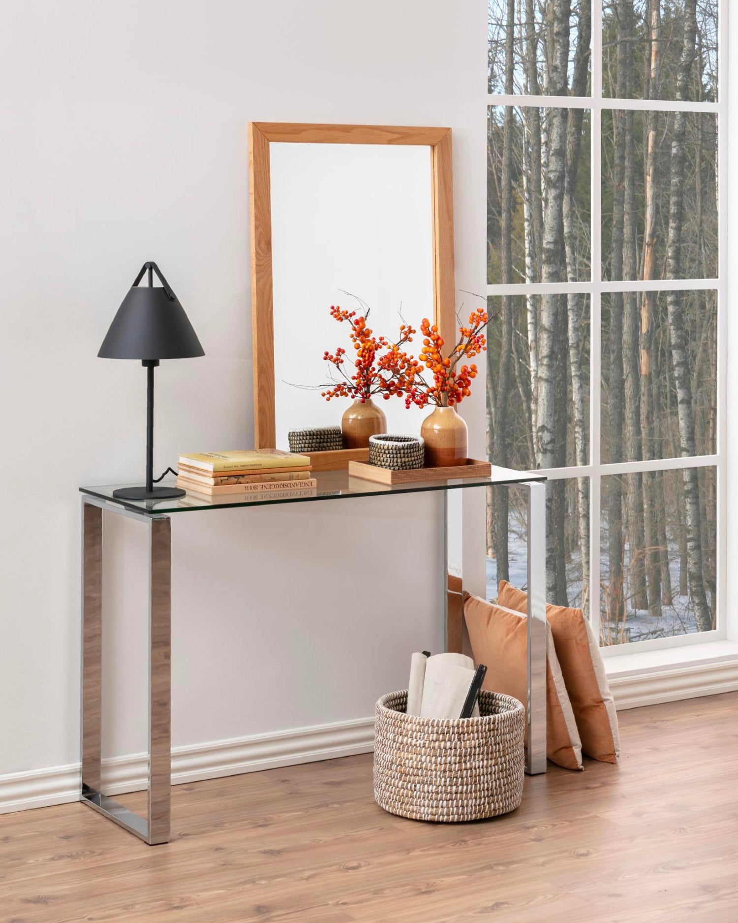 Consolle in acciaio e vetro Katrine