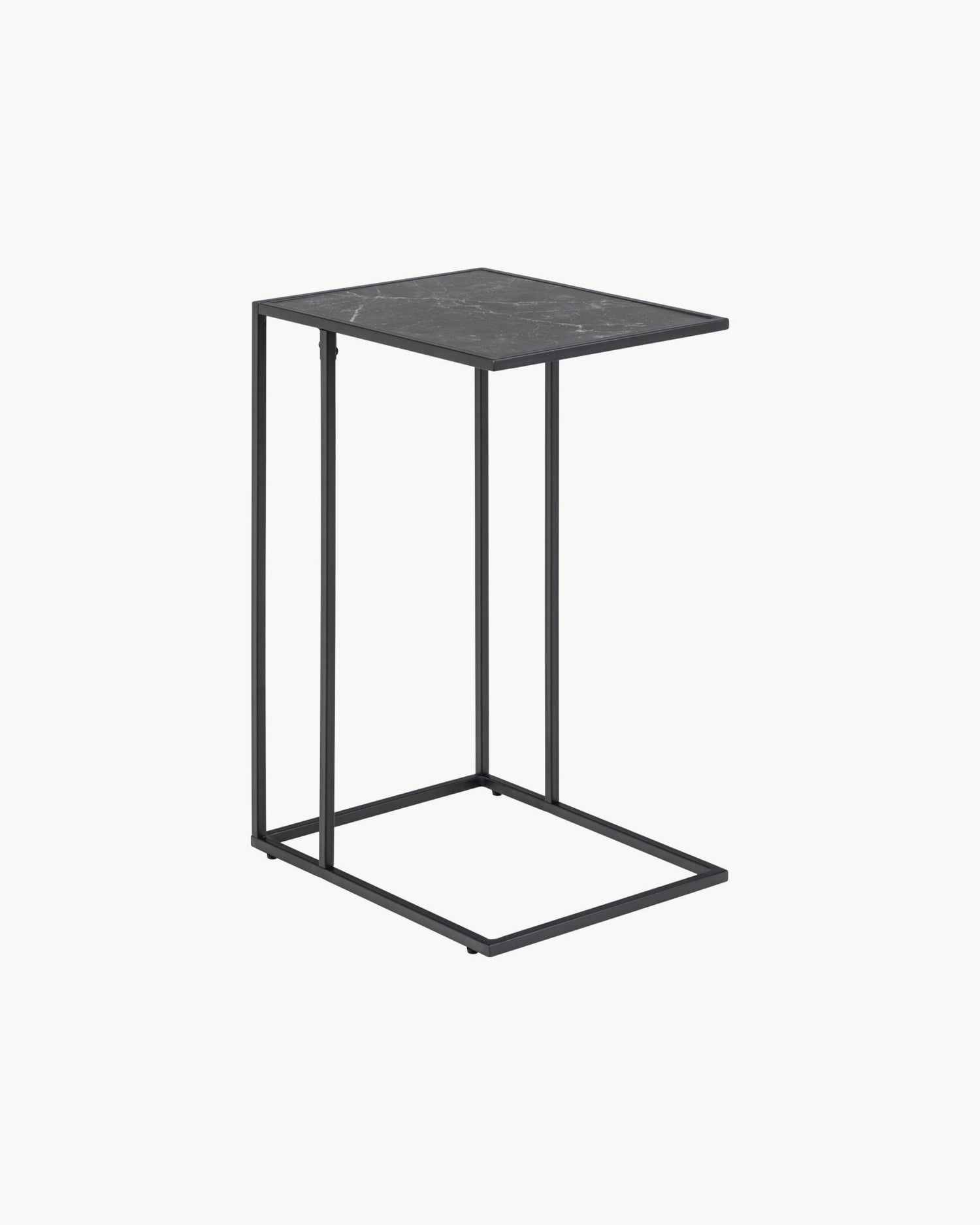 Tavolino in acciaio con piano effetto marmo Infinity