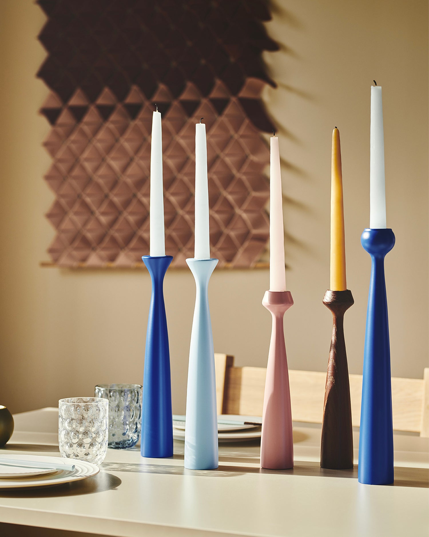 Set 2 portacandele in legno realizzati a mano Blossom