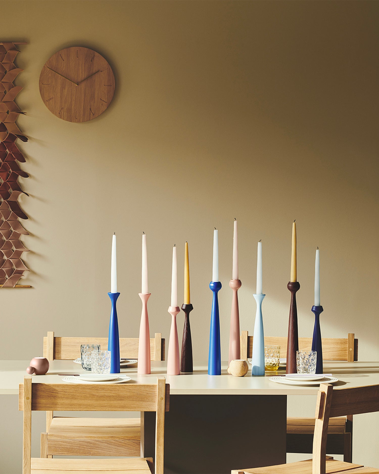 Set 2 portacandele in legno realizzati a mano Blossom