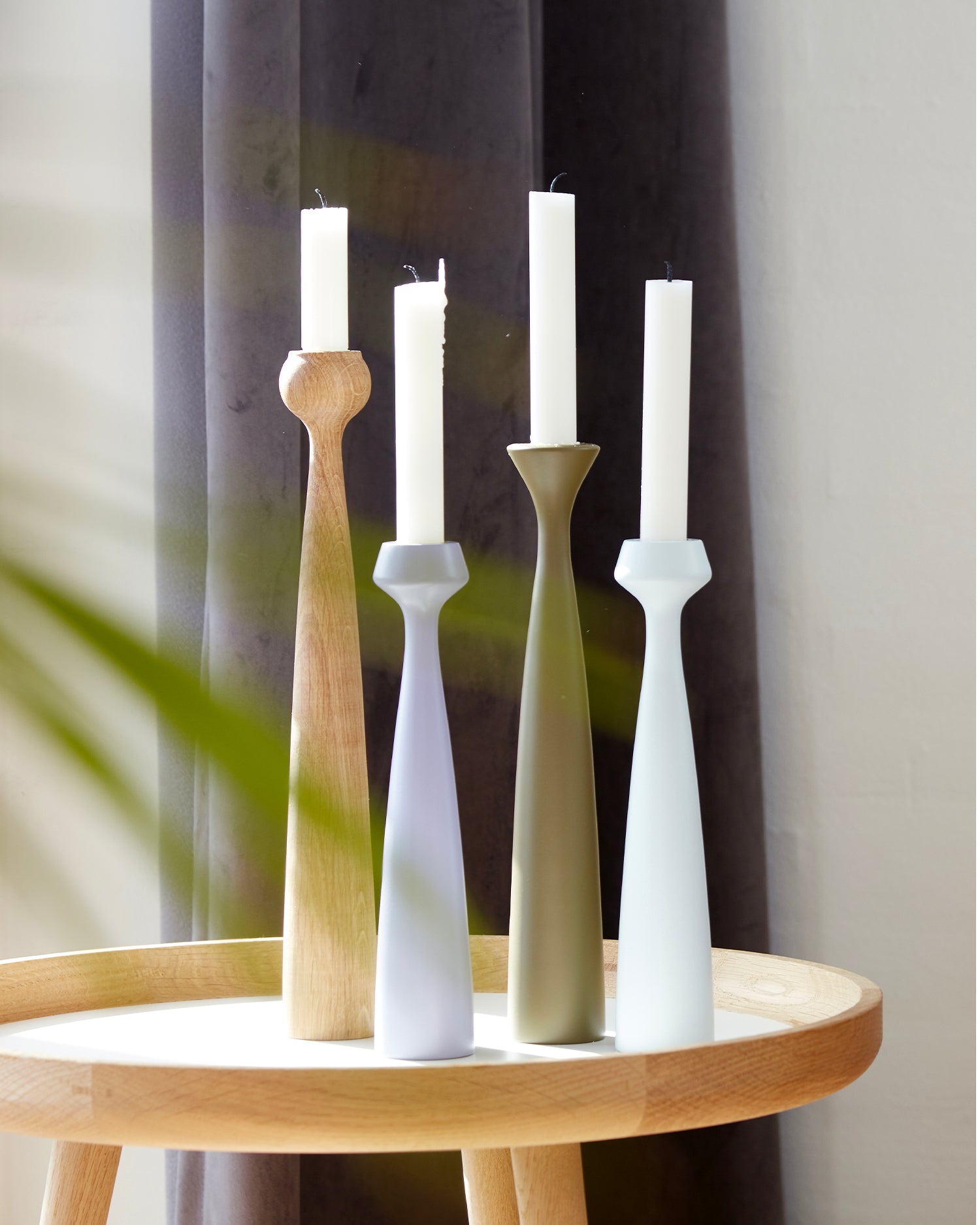 Set 2 portacandele in legno realizzati a mano Blossom