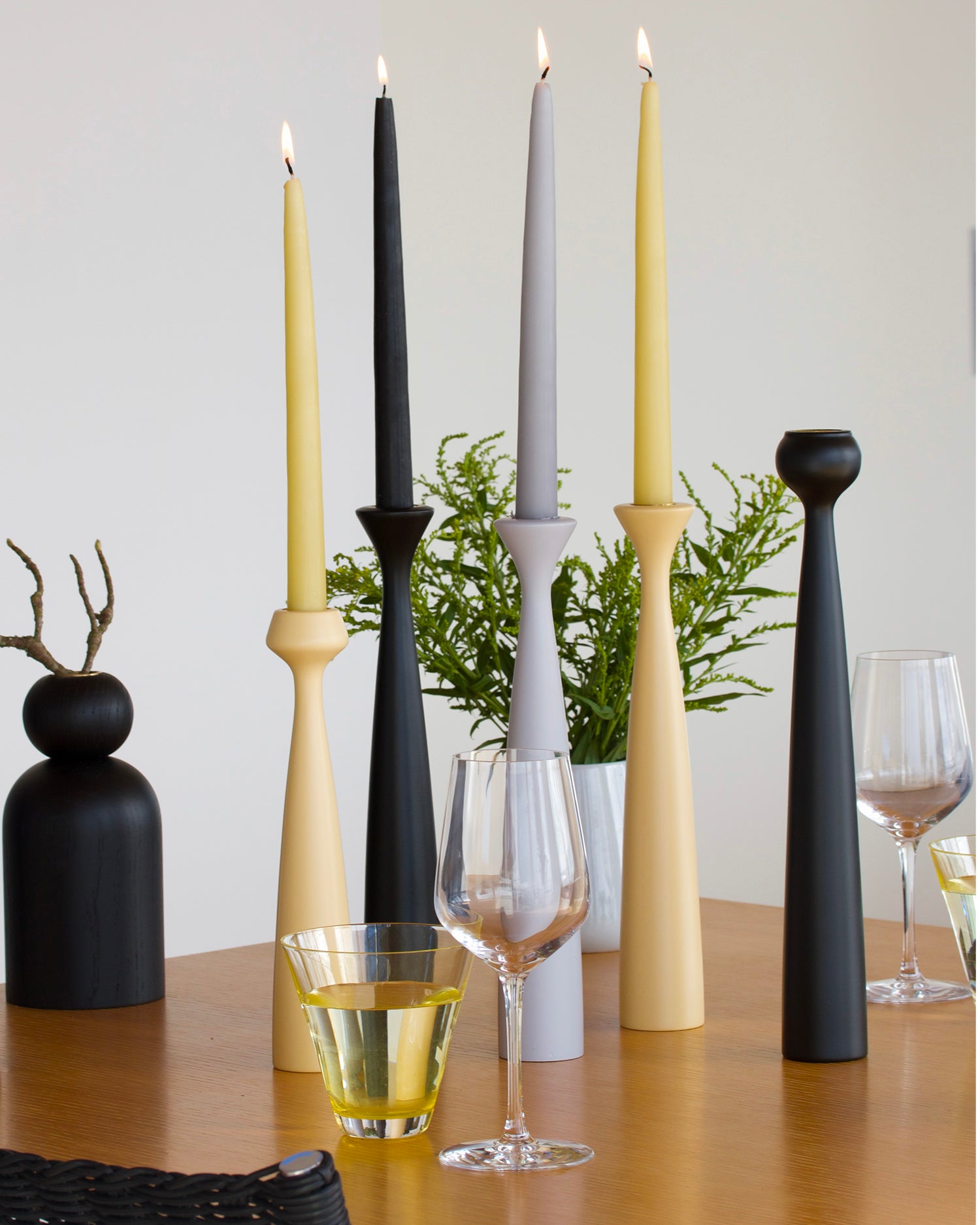 Set 2 portacandele in legno realizzati a mano Blossom