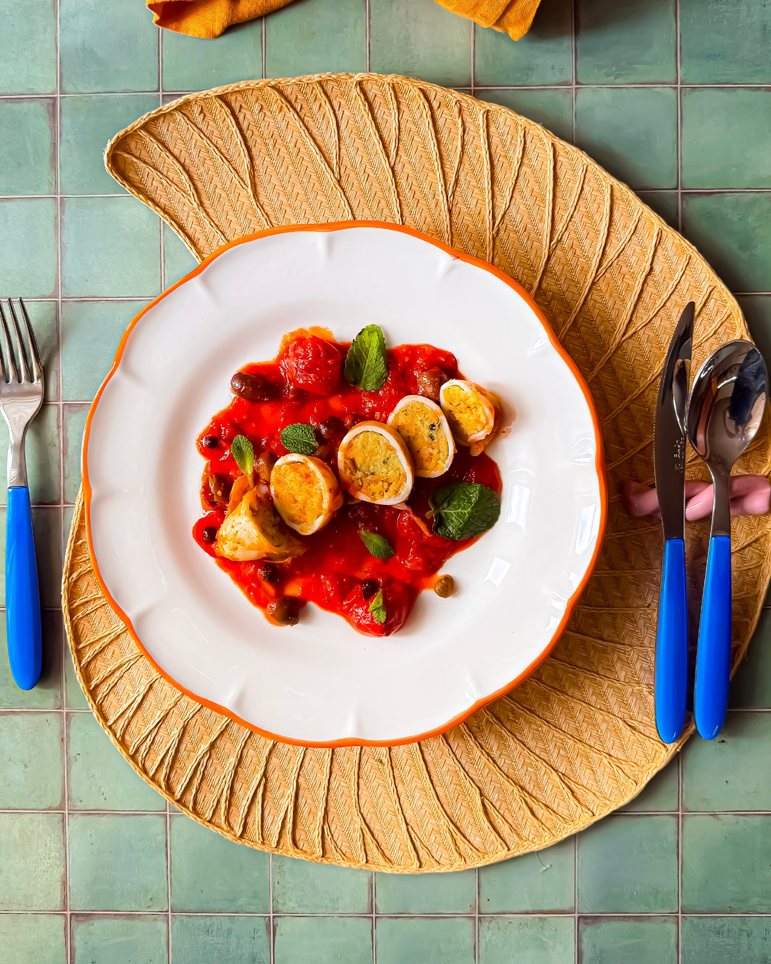 Set 6 piatti piani in ceramica realizzati a mano Filo