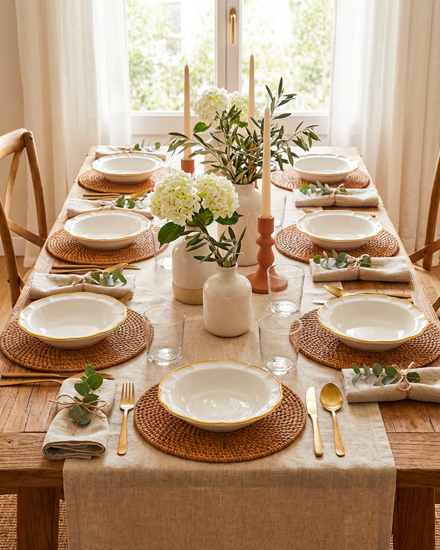 Set 6 piatti fondi in ceramica realizzati a mano Filo