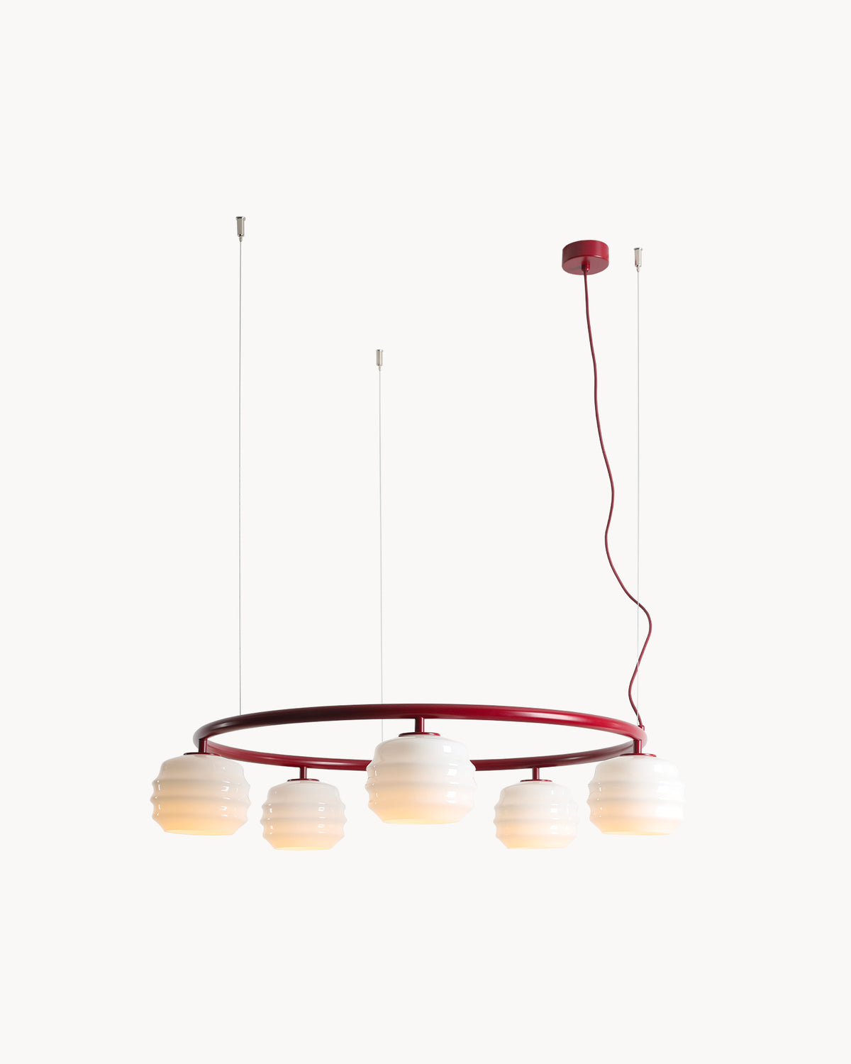 Lampadario circolare in metallo e vetro Puff