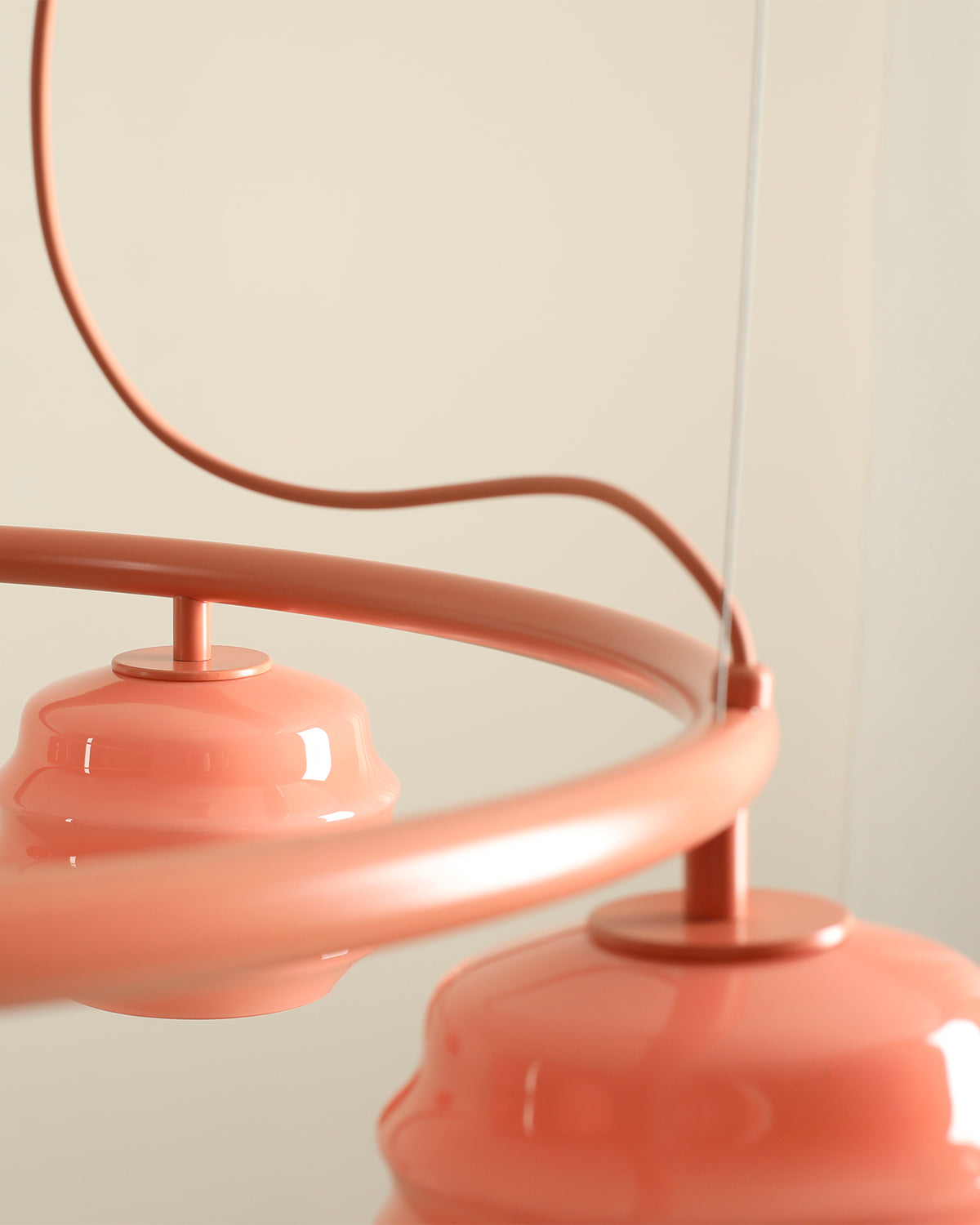 Lampadario circolare in metallo e vetro Puff Glaze