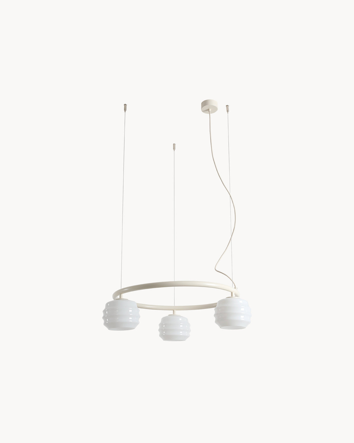 Lampadario circolare in metallo e vetro Puff