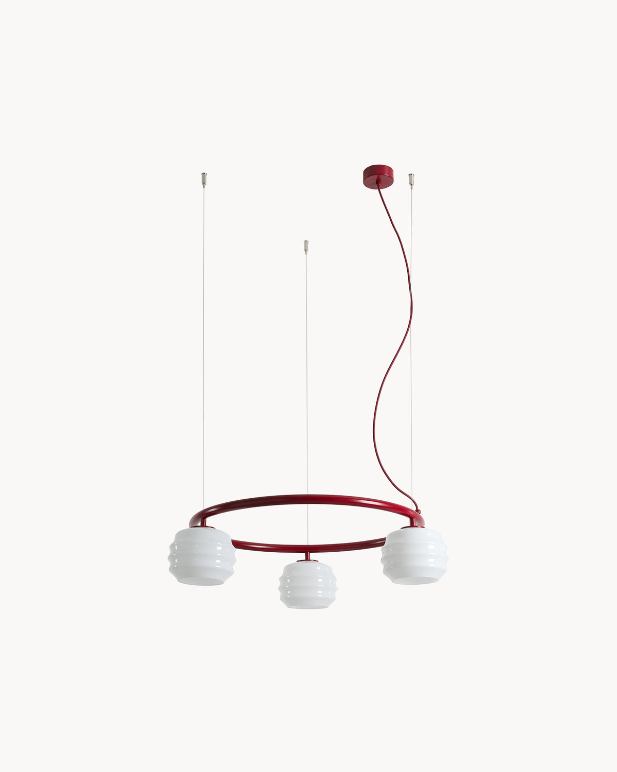 Lampadario circolare in metallo e vetro Puff