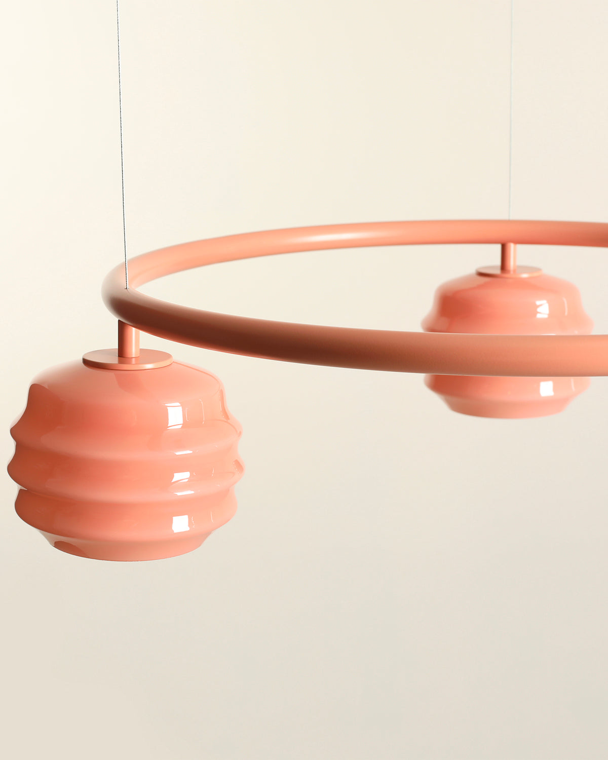 Lampadario circolare in metallo e vetro Puff Glaze