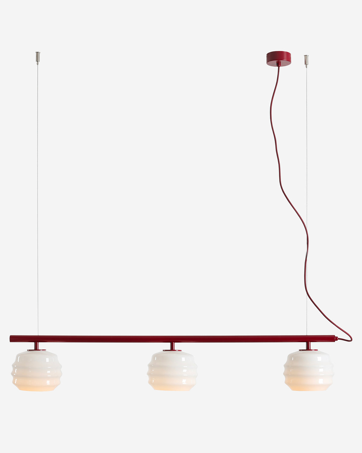 Lampada a sospensione a 3 luci in metallo e vetro Puff