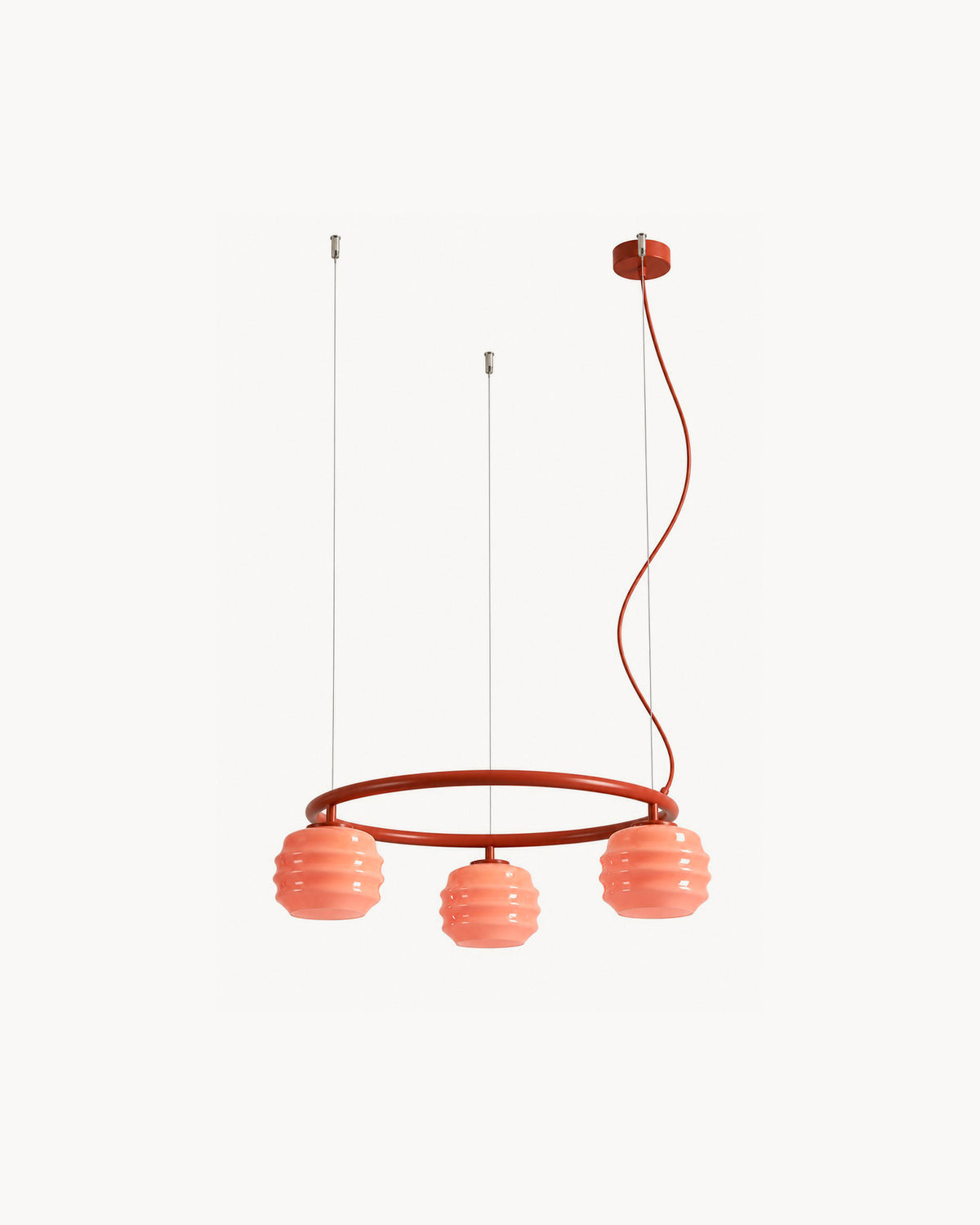 Lampadario circolare in metallo e vetro Puff Glaze