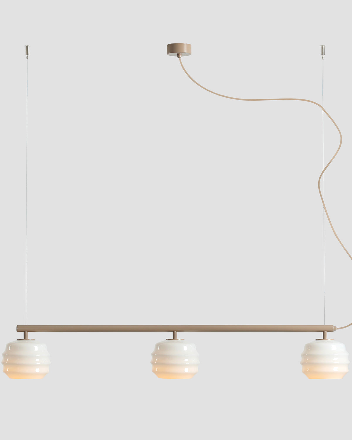 Lampada a sospensione a 3 luci in metallo e vetro Puff