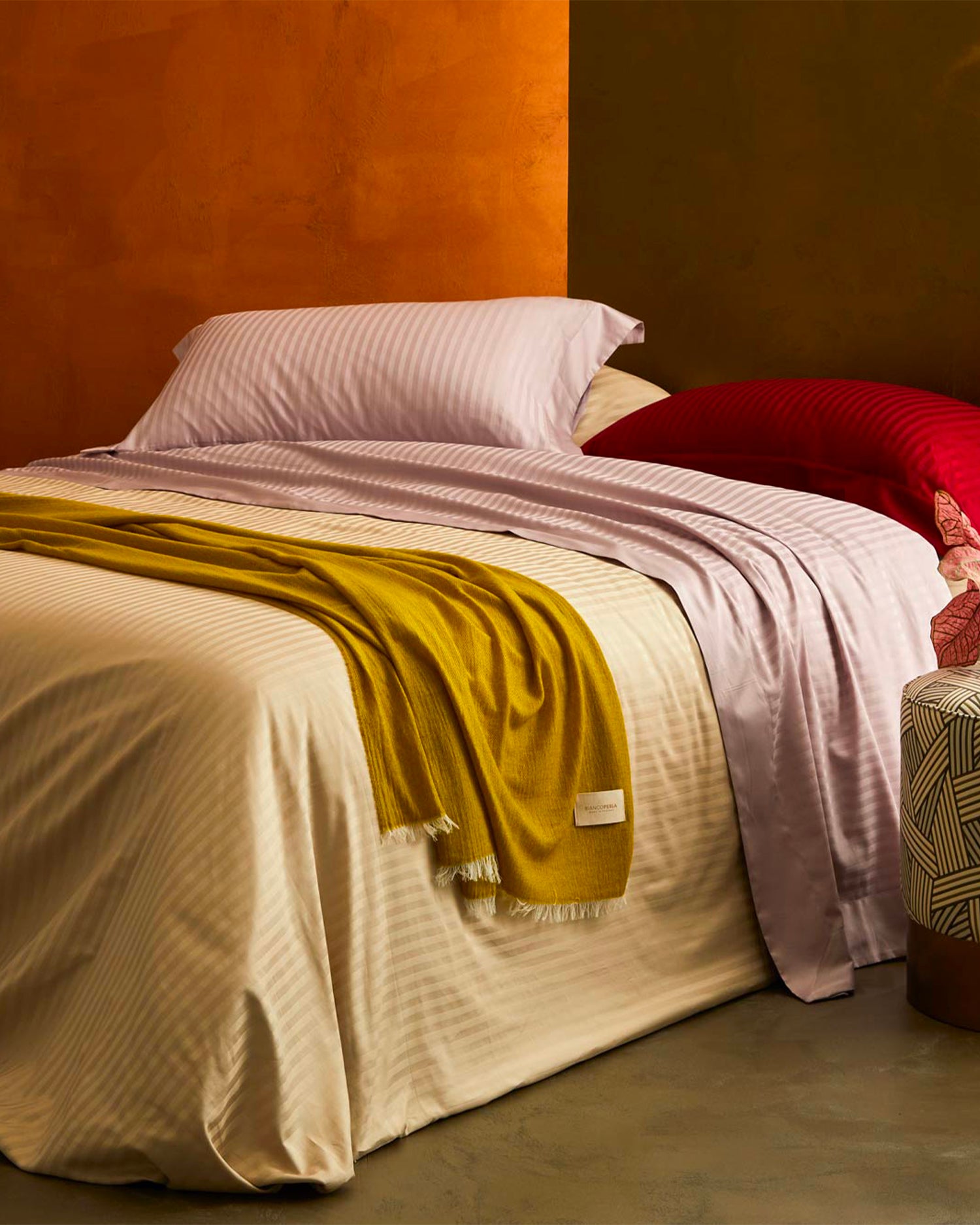 Parure copripiumino matrimoniale in raso di cotone rigato Cabana, 12 colori disponibili