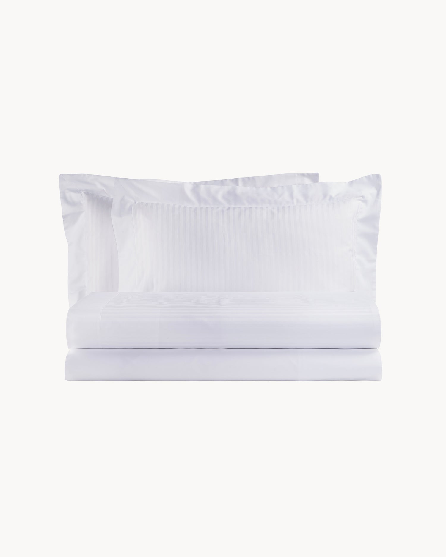 Completo letto matrimoniale in raso di cotone rigato Cabana, 12 colori disponibili