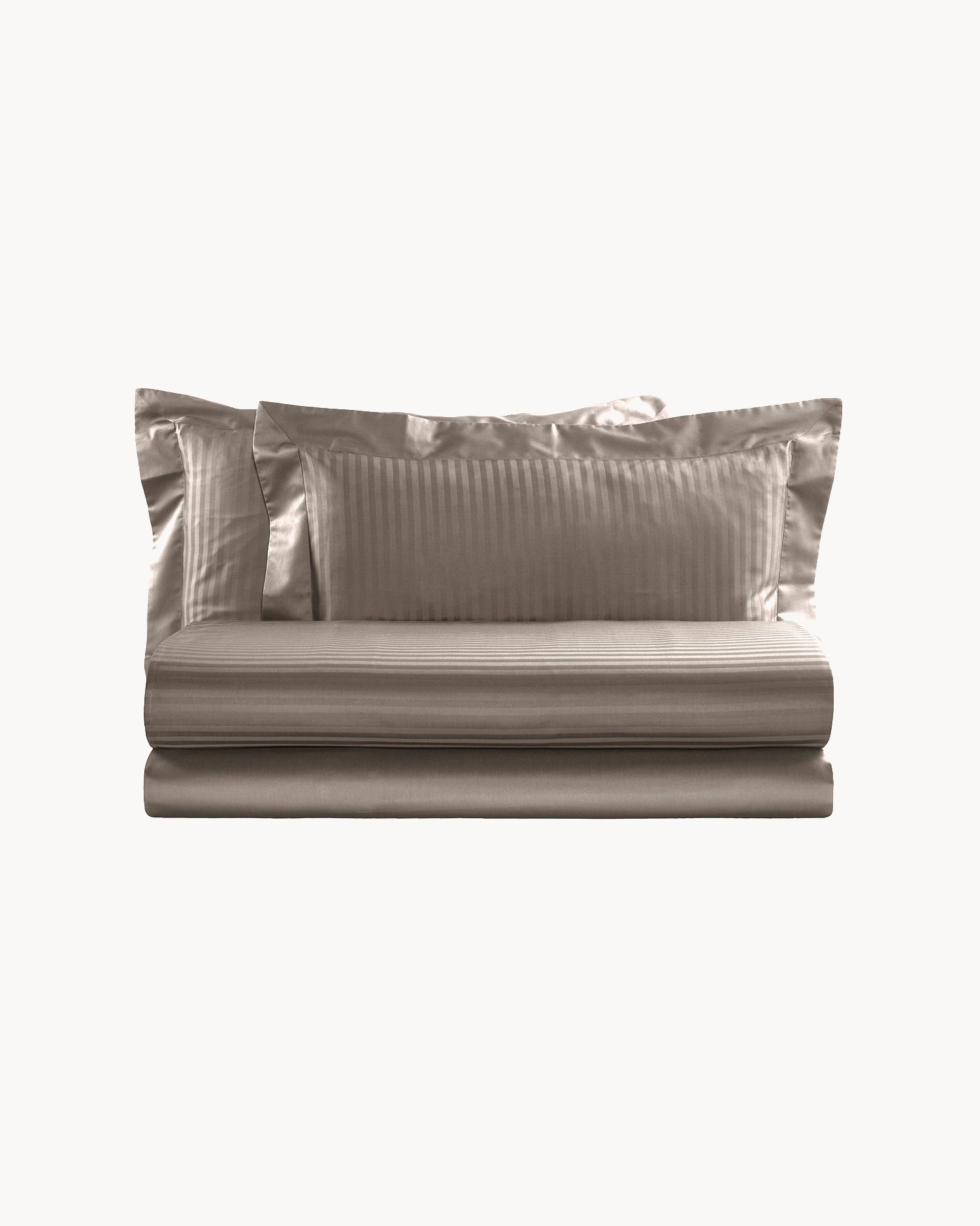 Completo letto matrimoniale in raso di cotone rigato Cabana, 12 colori disponibili