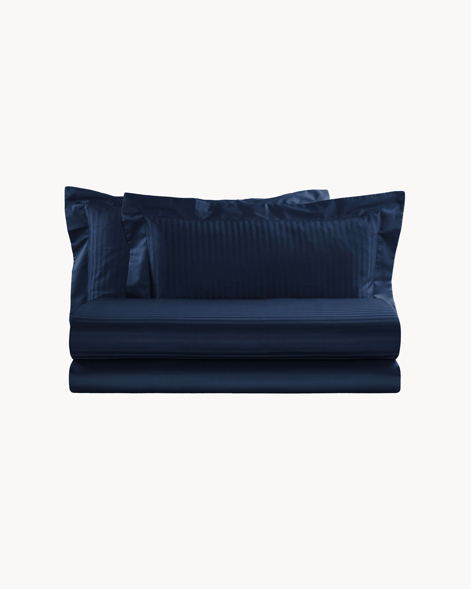 Completo letto matrimoniale in raso di cotone rigato Cabana, 12 colori disponibili