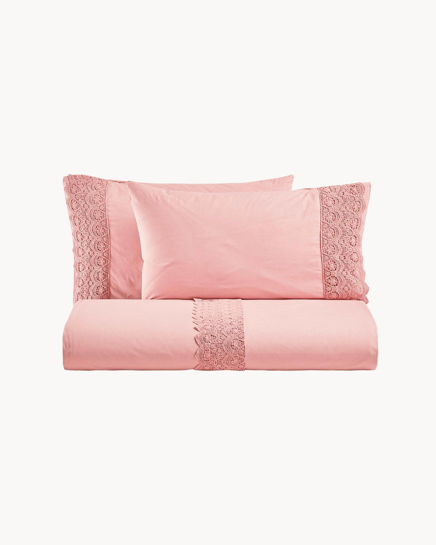 Parure copripiumino matrimoniale in puro cotone con pizzo macramé Canastra, 13 colori disponibili