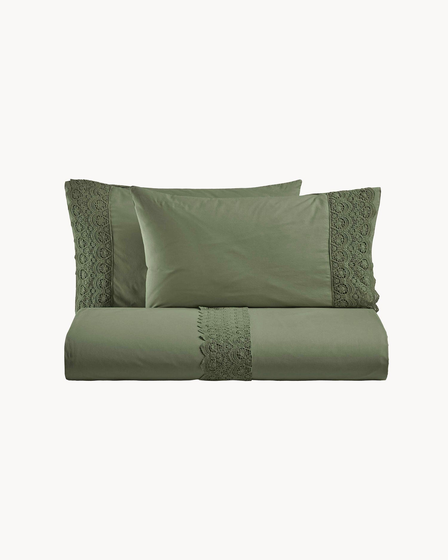 Parure copripiumino matrimoniale in puro cotone con pizzo macramé Canastra, 13 colori disponibili