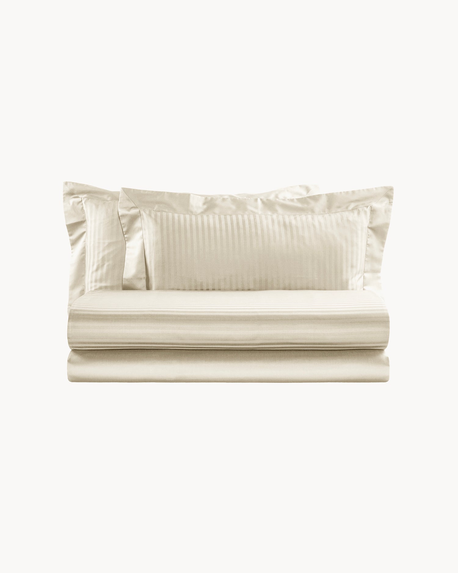 Completo letto matrimoniale in raso di cotone rigato Cabana, 12 colori disponibili