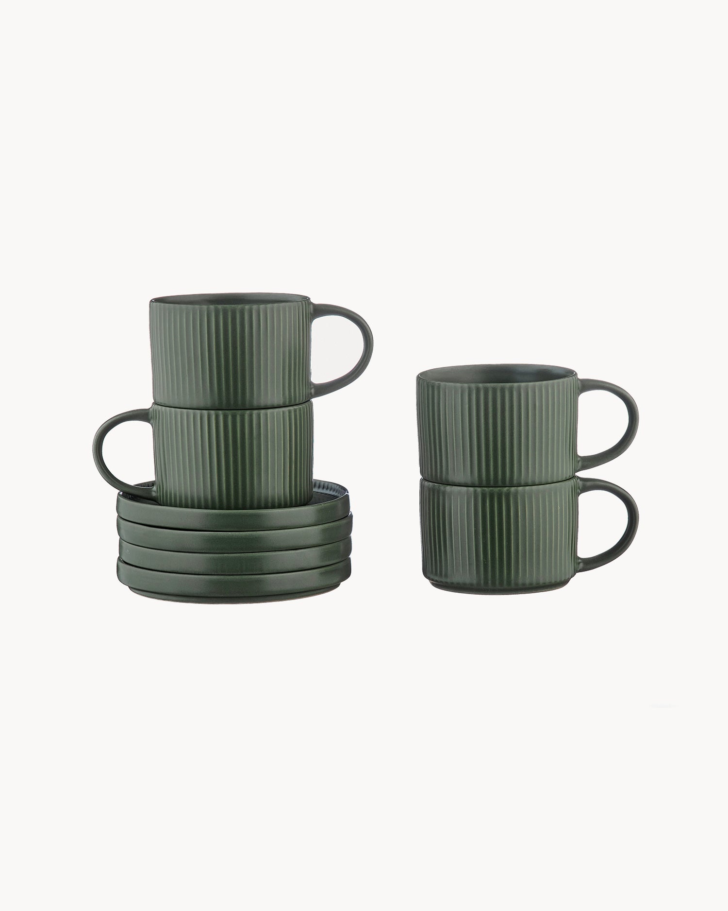 Set 4 tazzine con piattino in grès Scandi