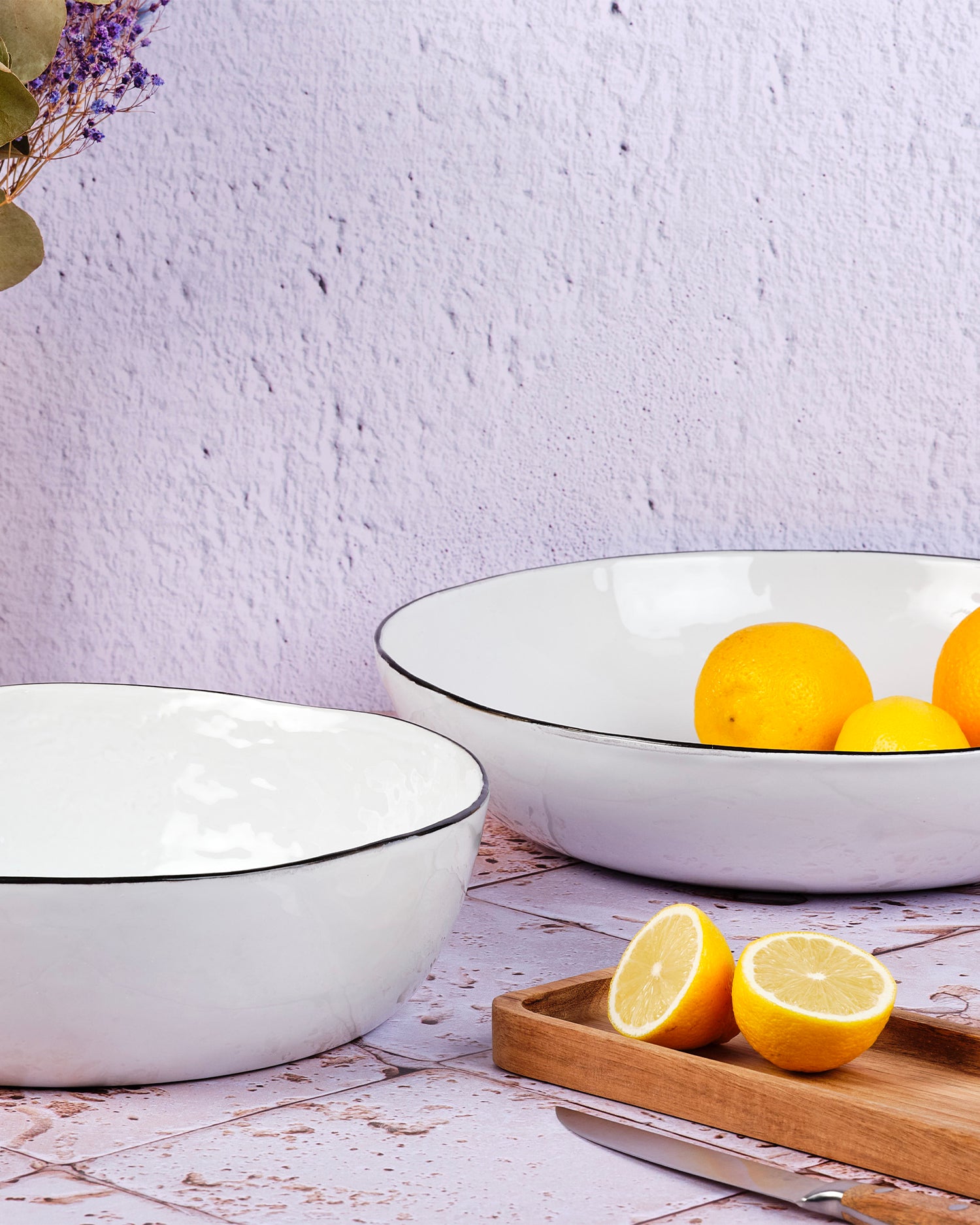 Set 2 portafrutta in grès Pure