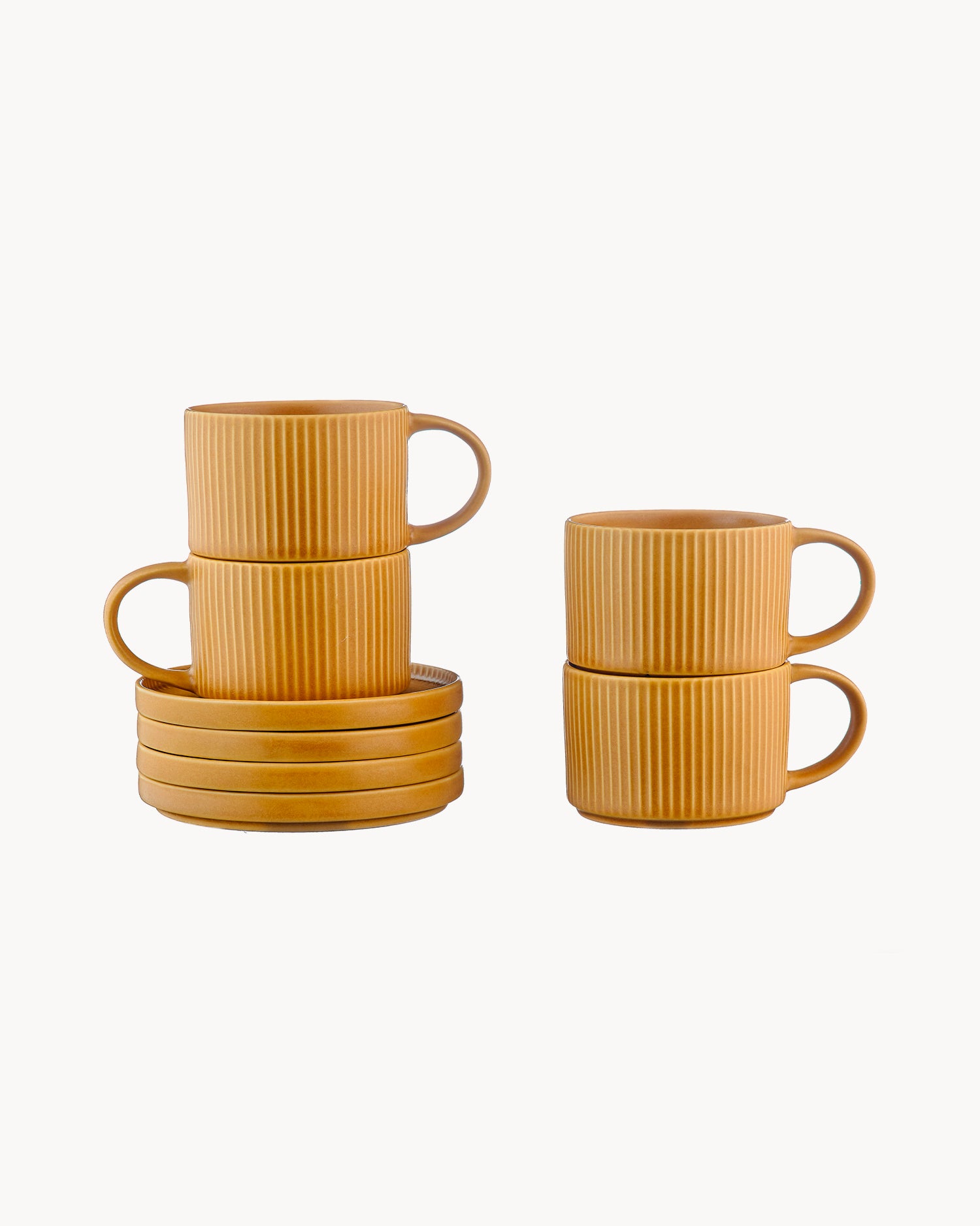 Set 4 tazzine con piattino in grès Scandi