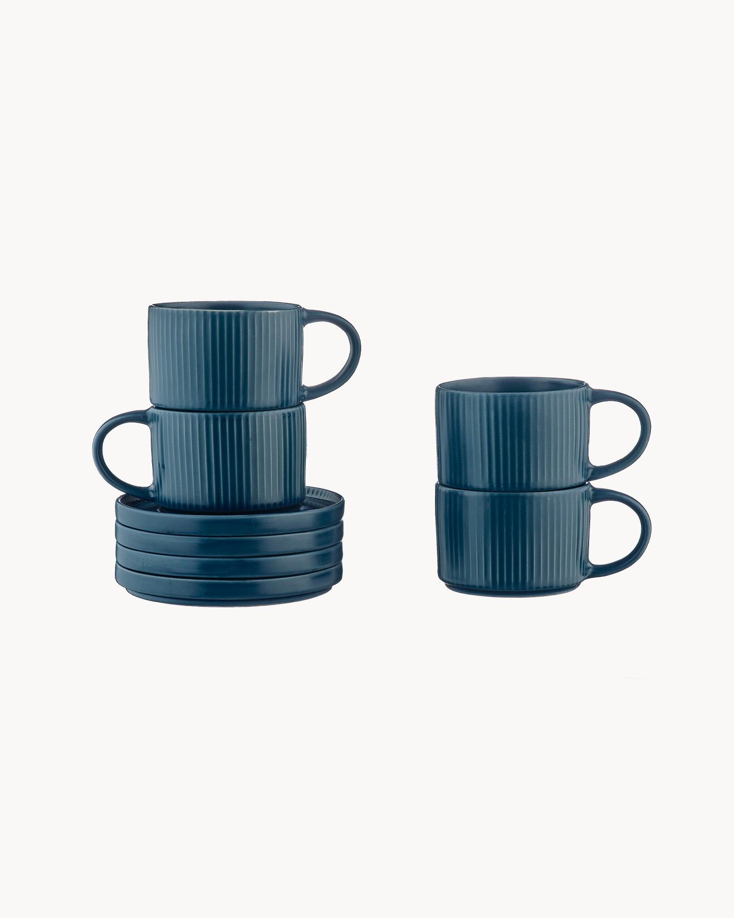 Set 4 tazzine con piattino in grès Scandi