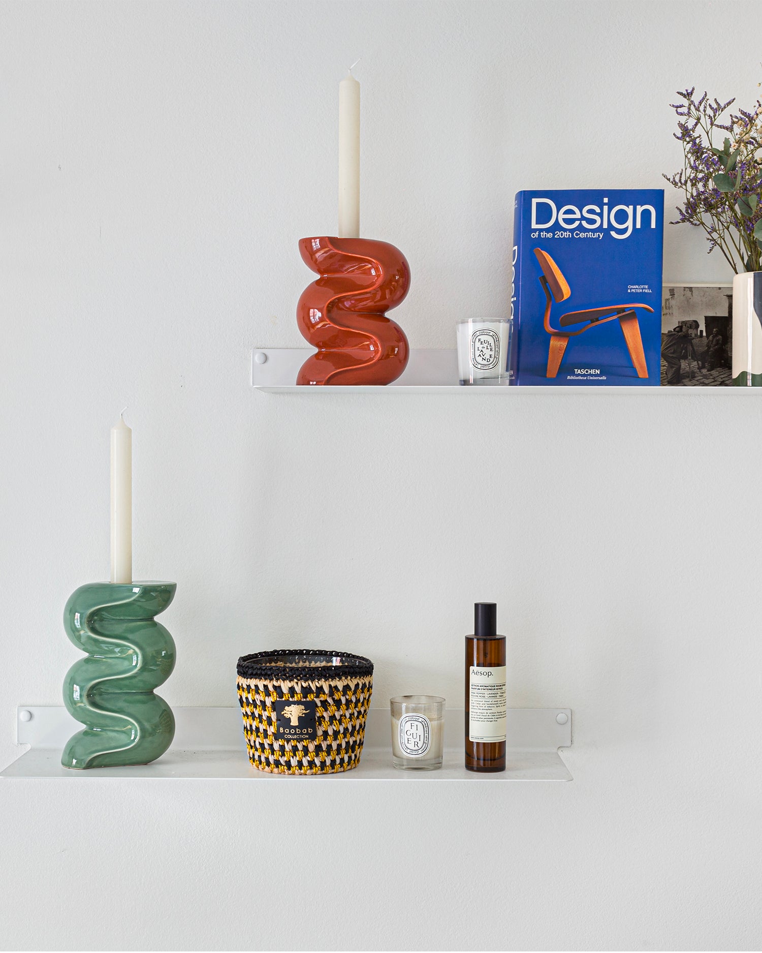 Set 2 portacandele in ceramica Ganache