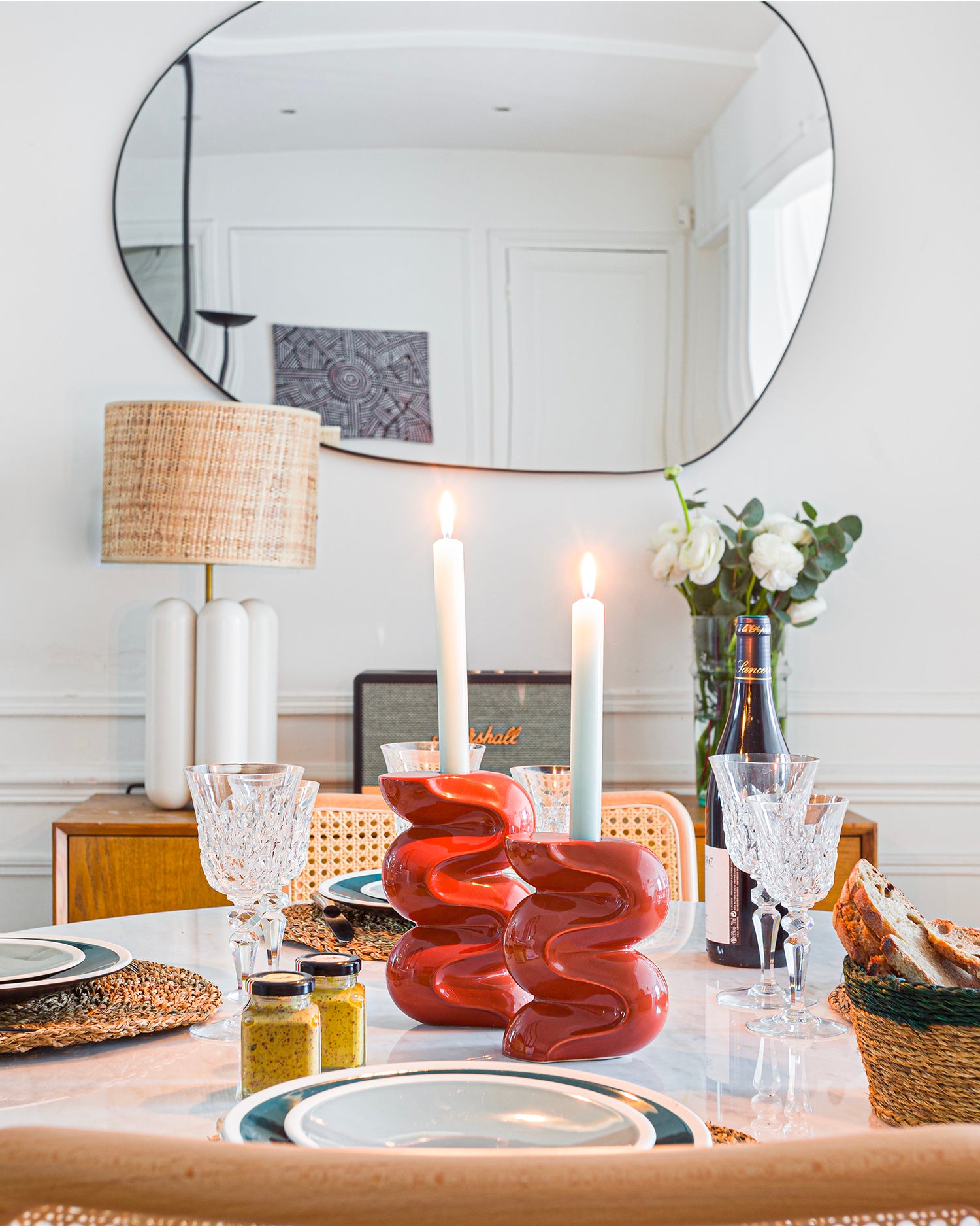 Set 2 portacandele in ceramica Ganache