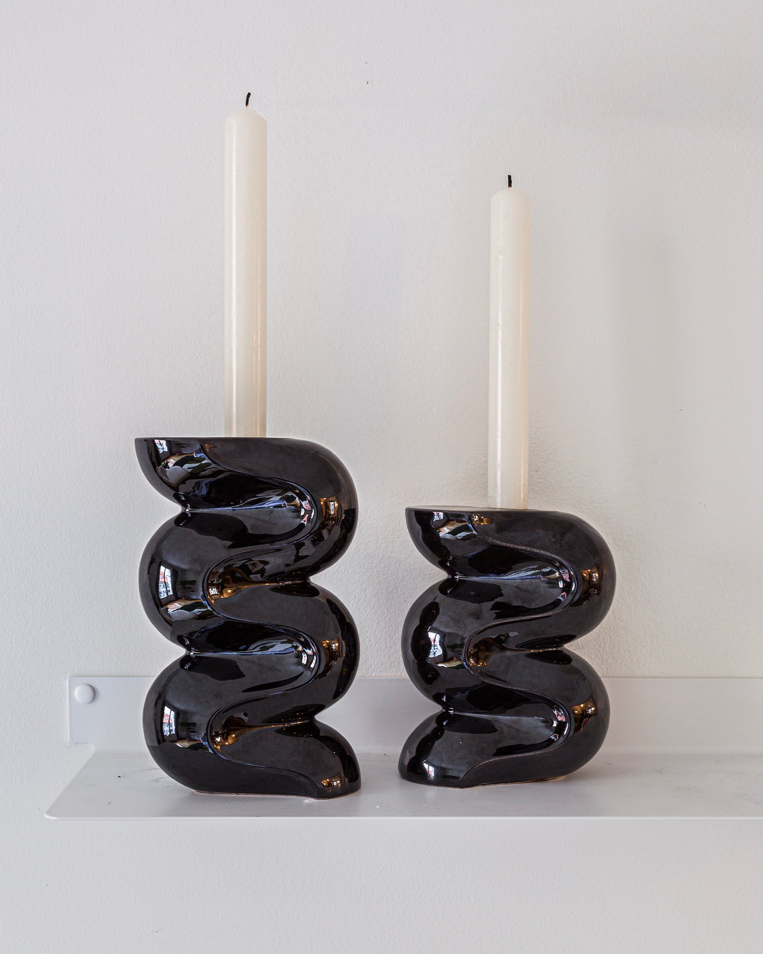 Set 2 portacandele in ceramica Ganache