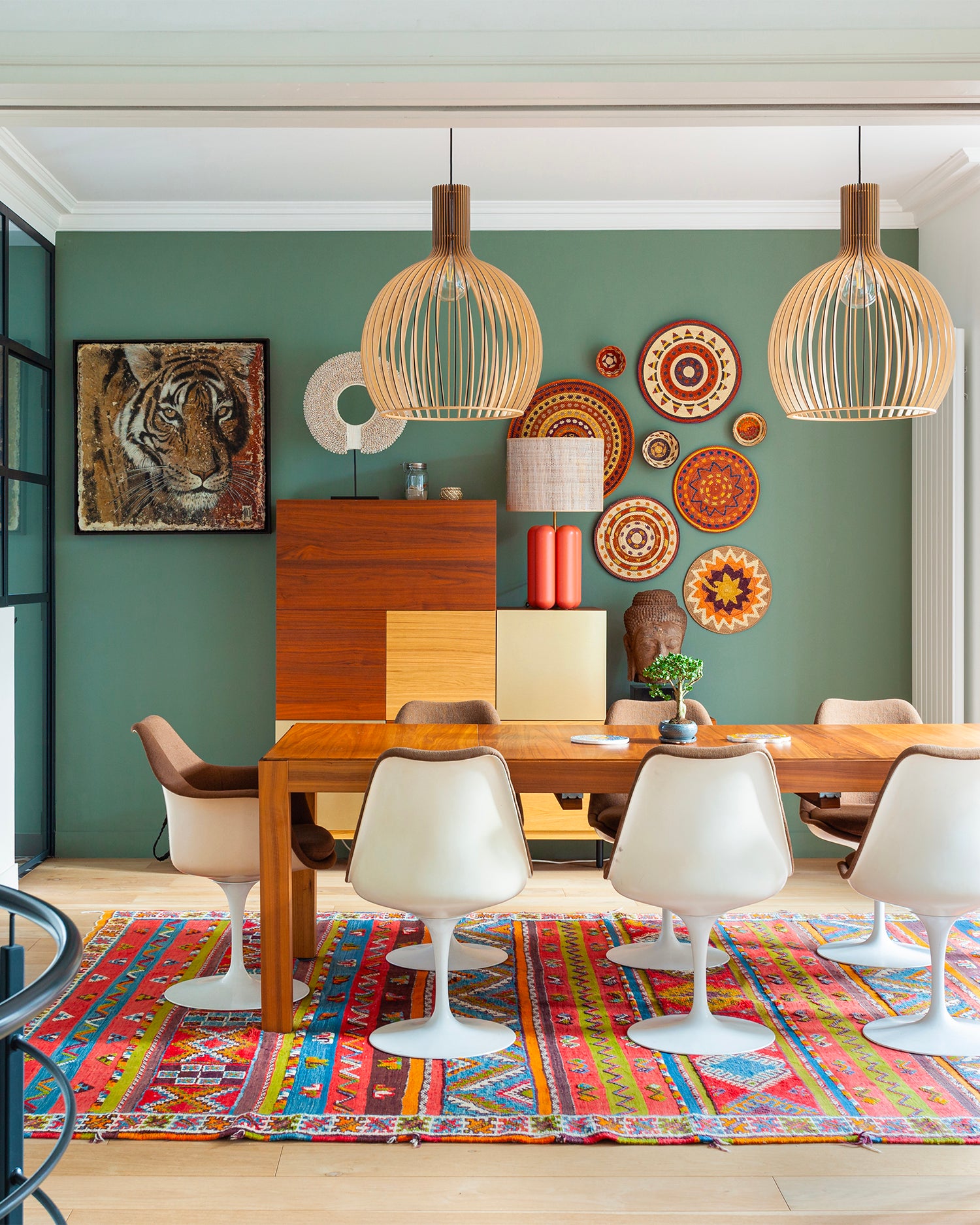 Lampada in legno con paralume Charlotte