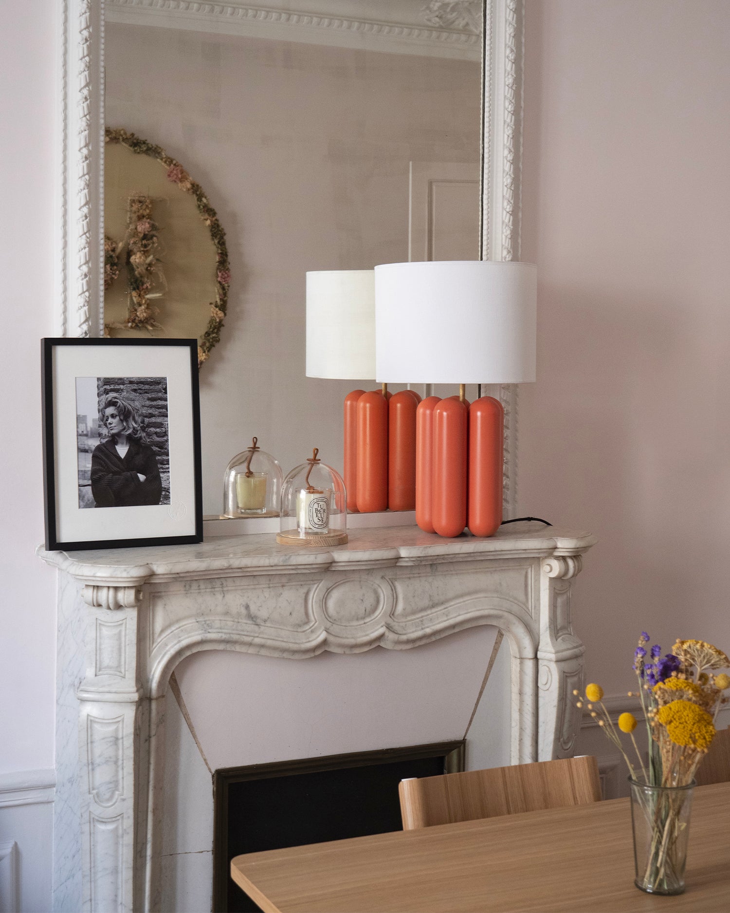 Lampada in legno con paralume Charlotte