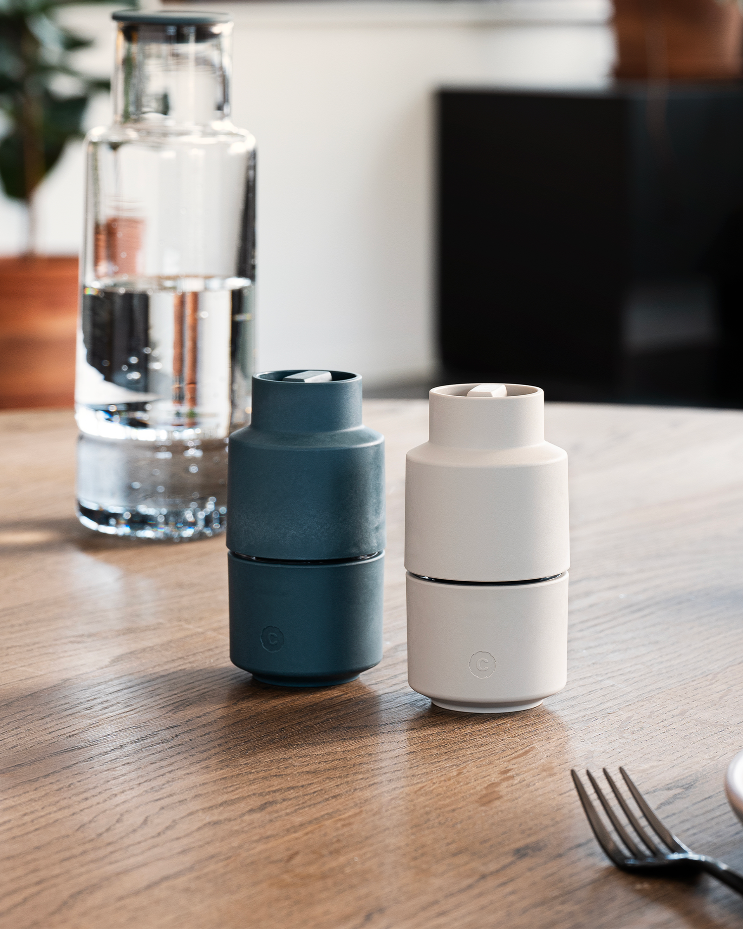Set 2 macinaspezie Billund, blu e grigio