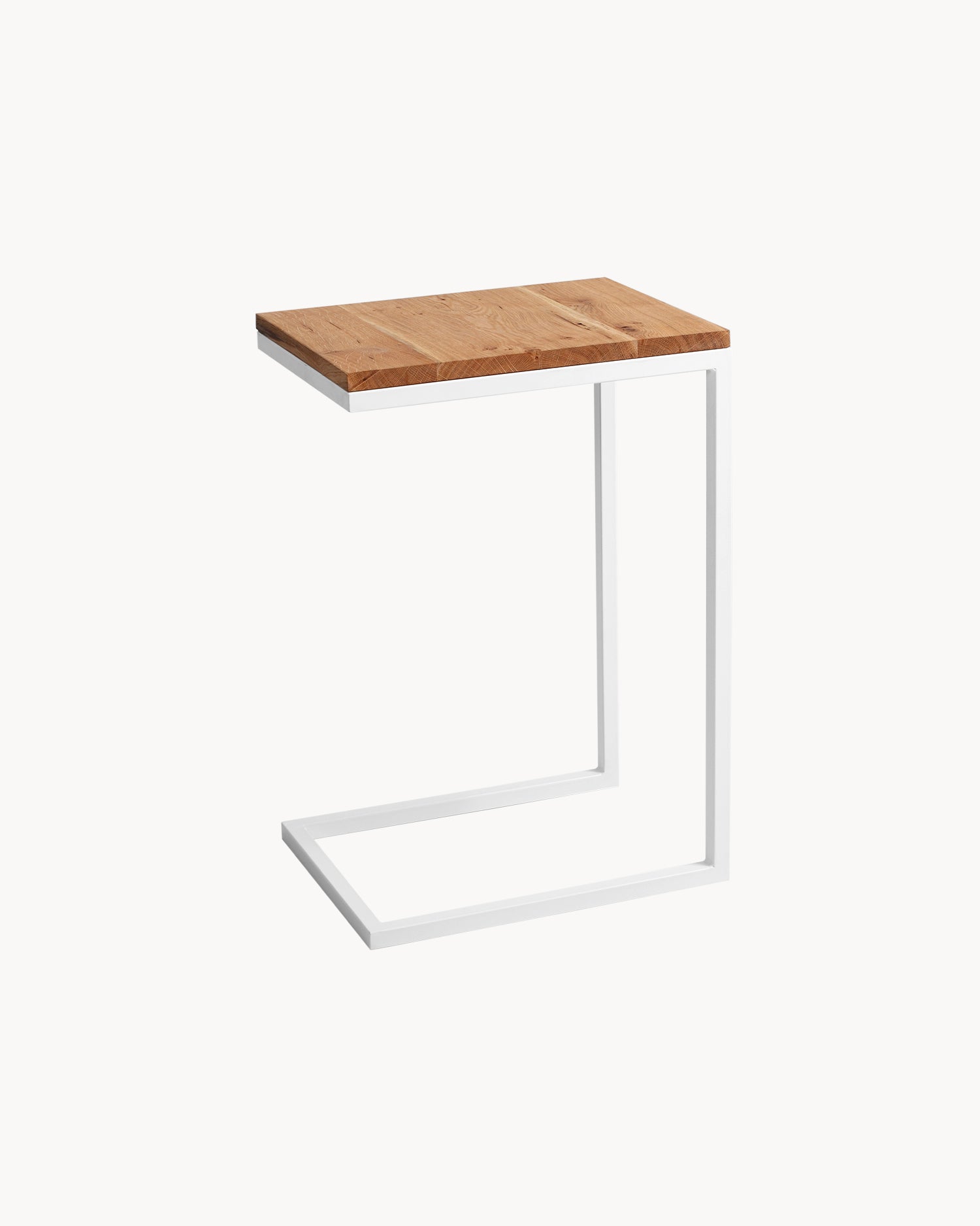 Tavolino in metallo e legno di rovere Lupe, bianco