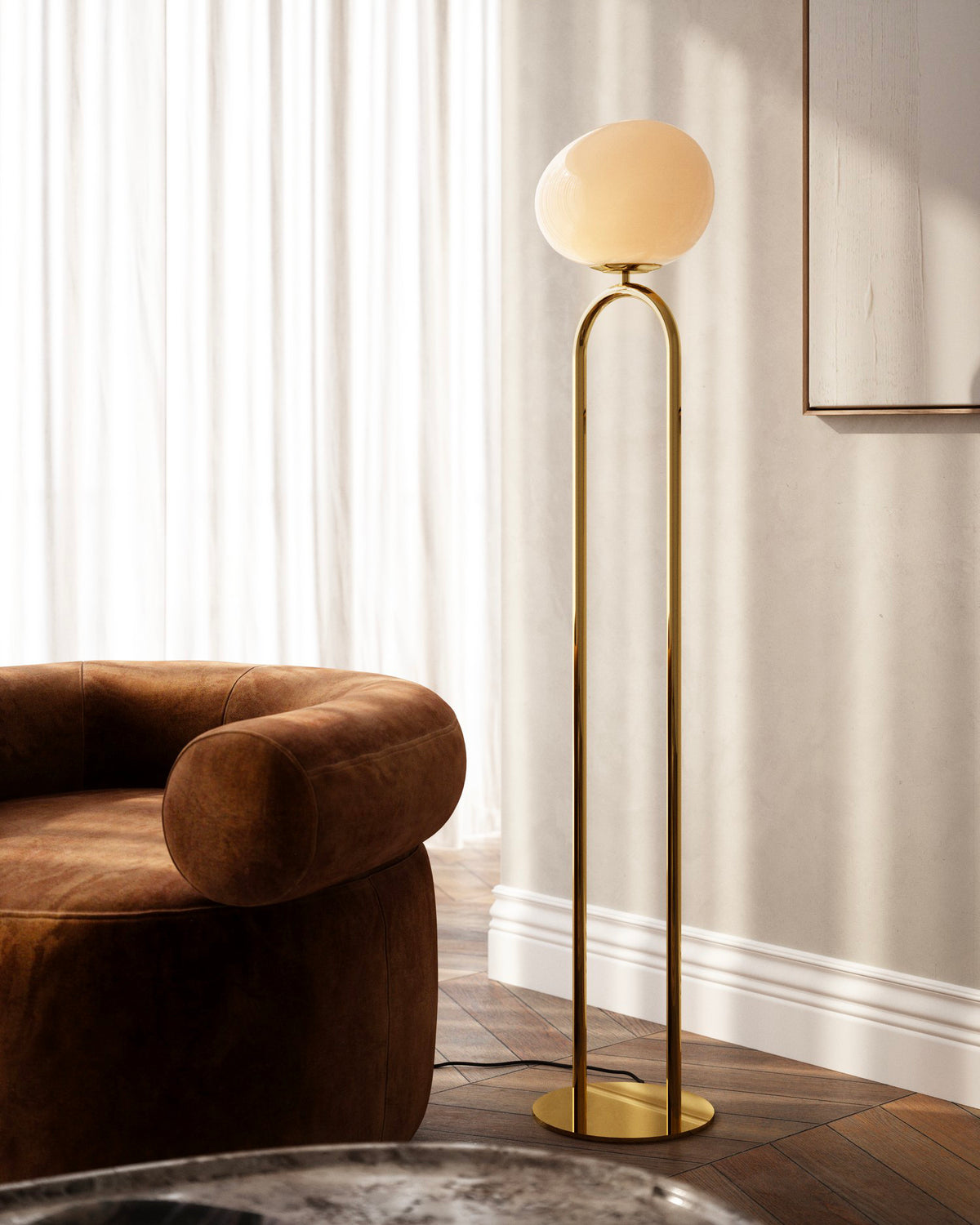 Lampada da terra in vetro e ottone Shapes