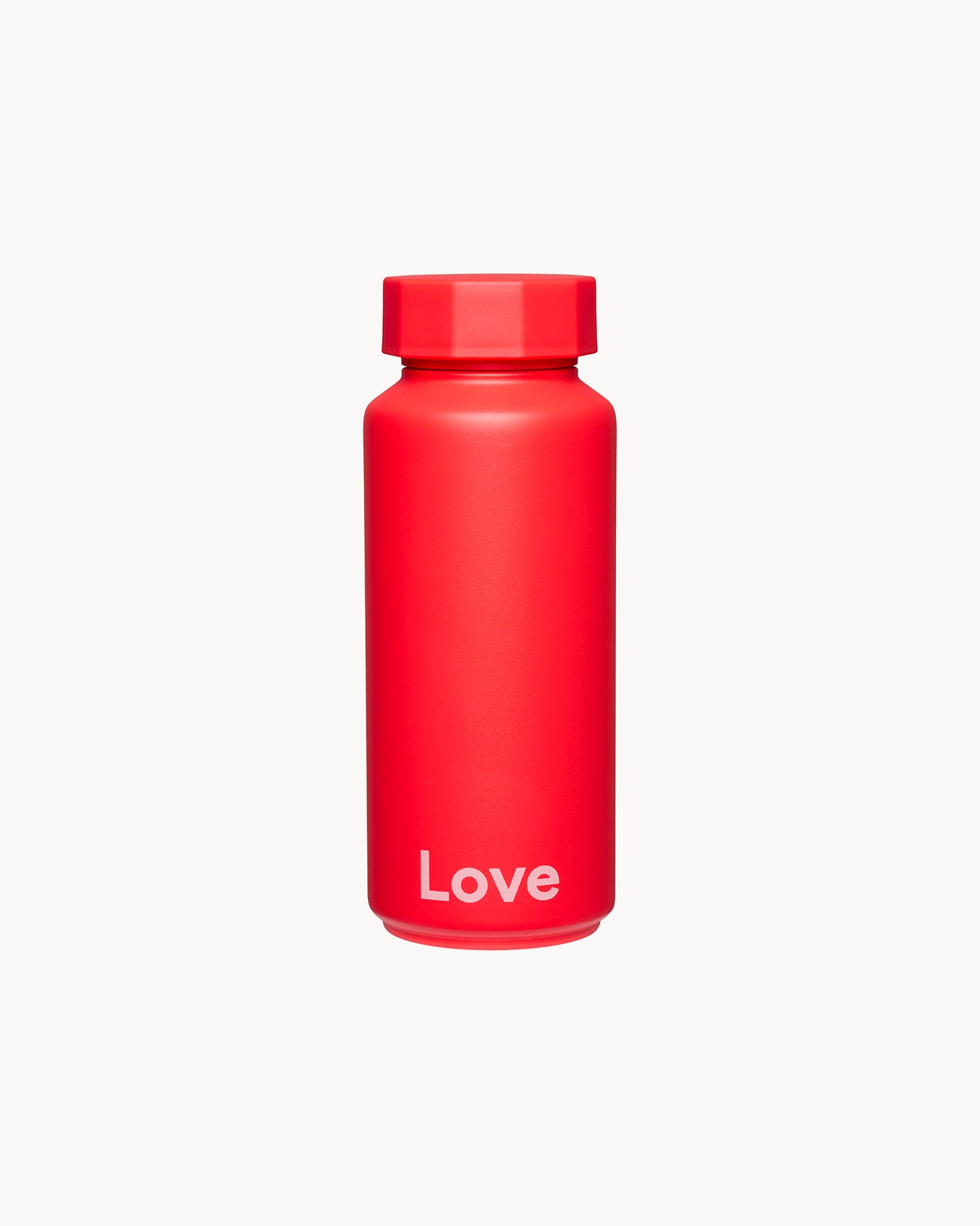 Bottiglia termica di design con scritta "Love" in acciaio