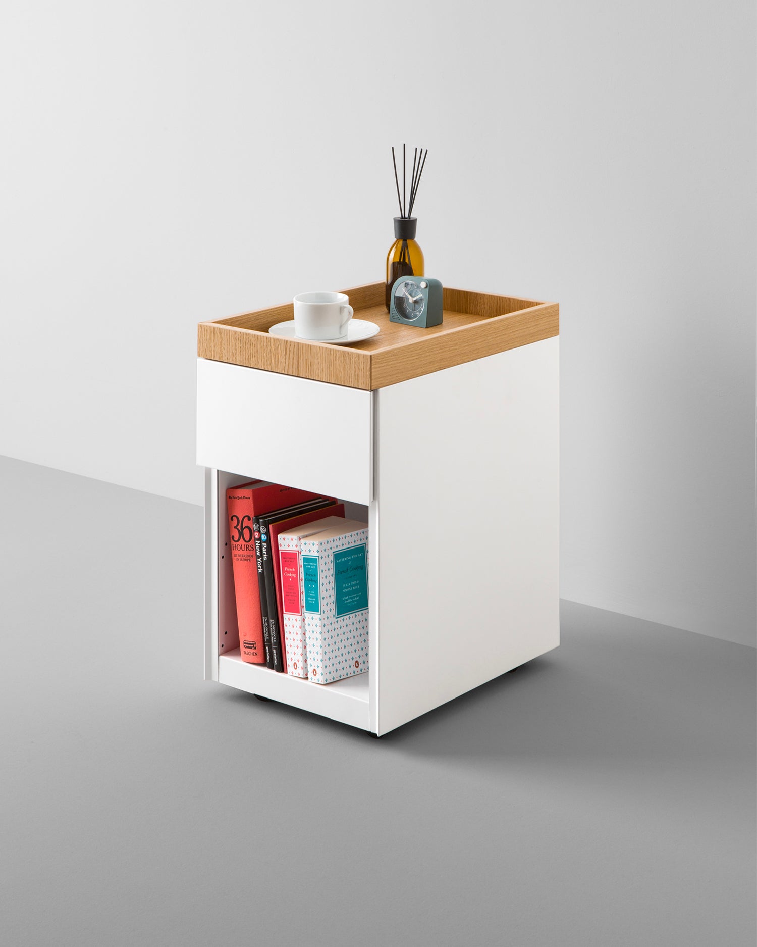 Cassettiera in metallo e piano in rovere Peddy