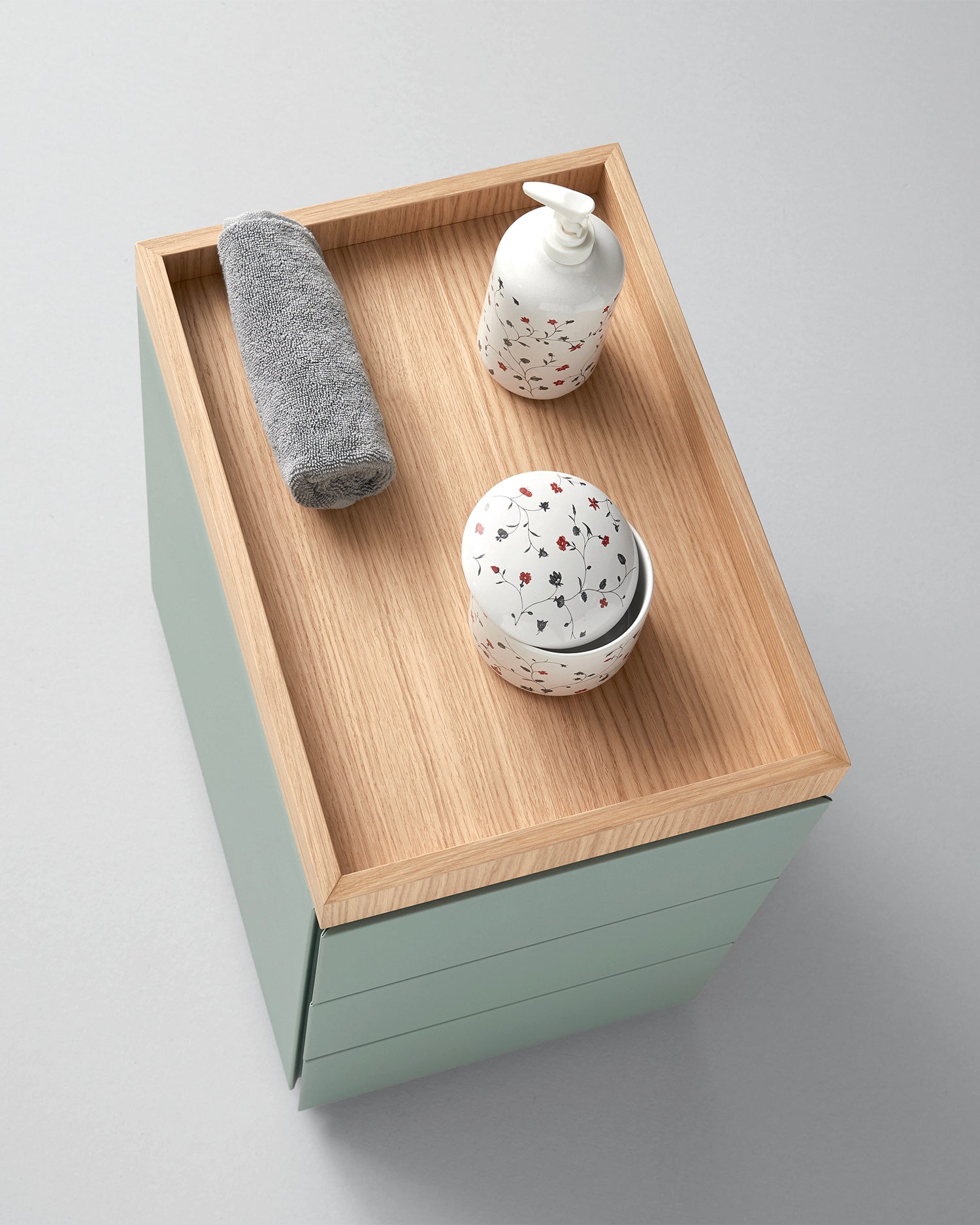 Cassettiera in metallo e piano in rovere Peddy