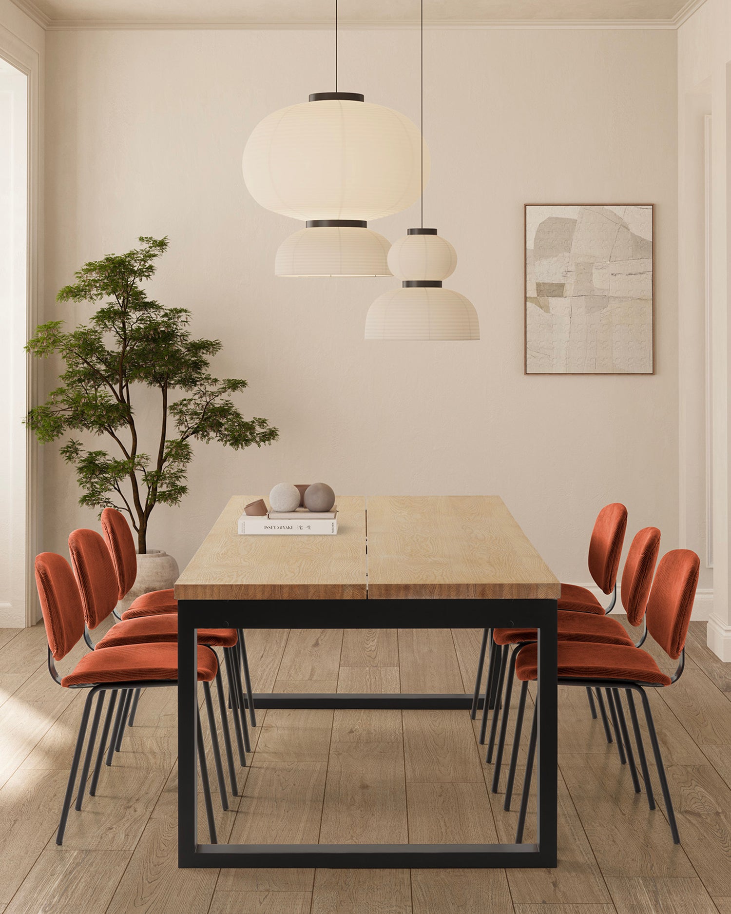 Tavolo da pranzo con piano effetto legno Rina