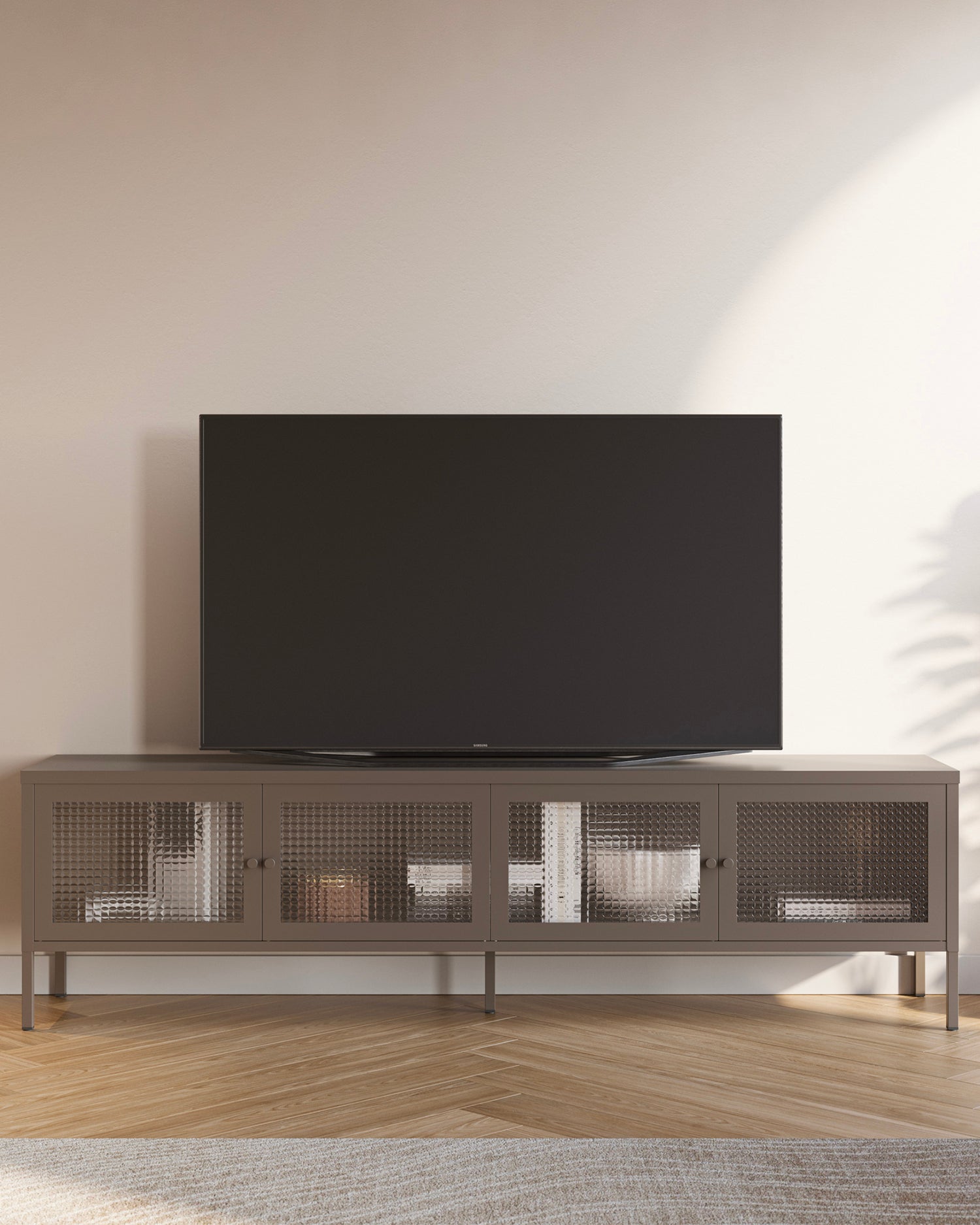 Mobile tv in metallo e vetro Layna