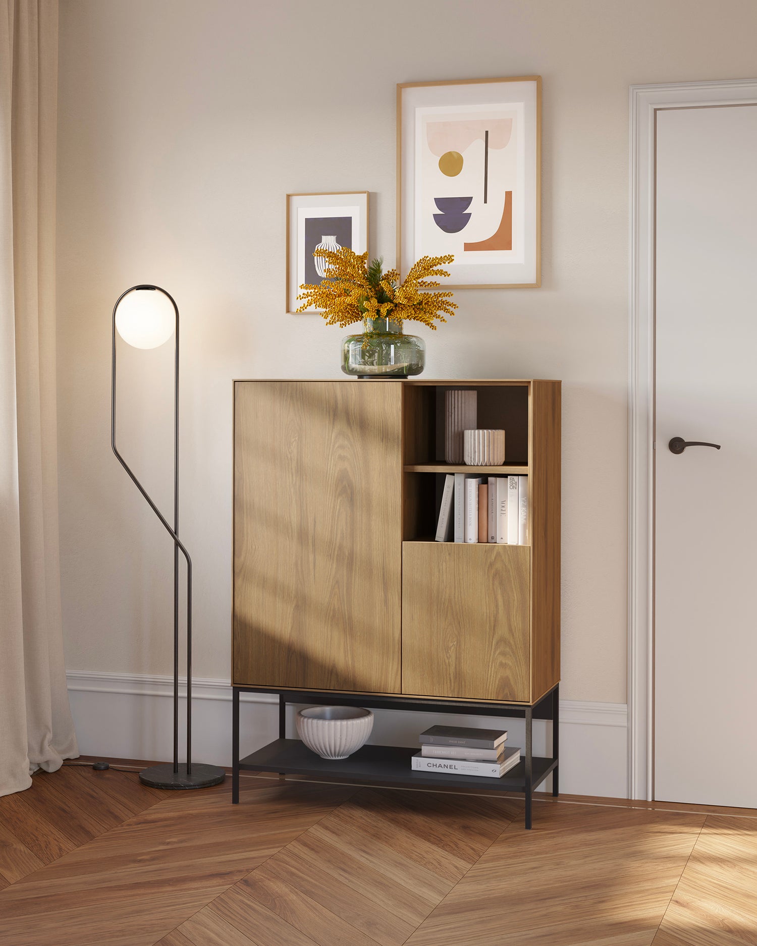Credenza alta effetto legno Amira