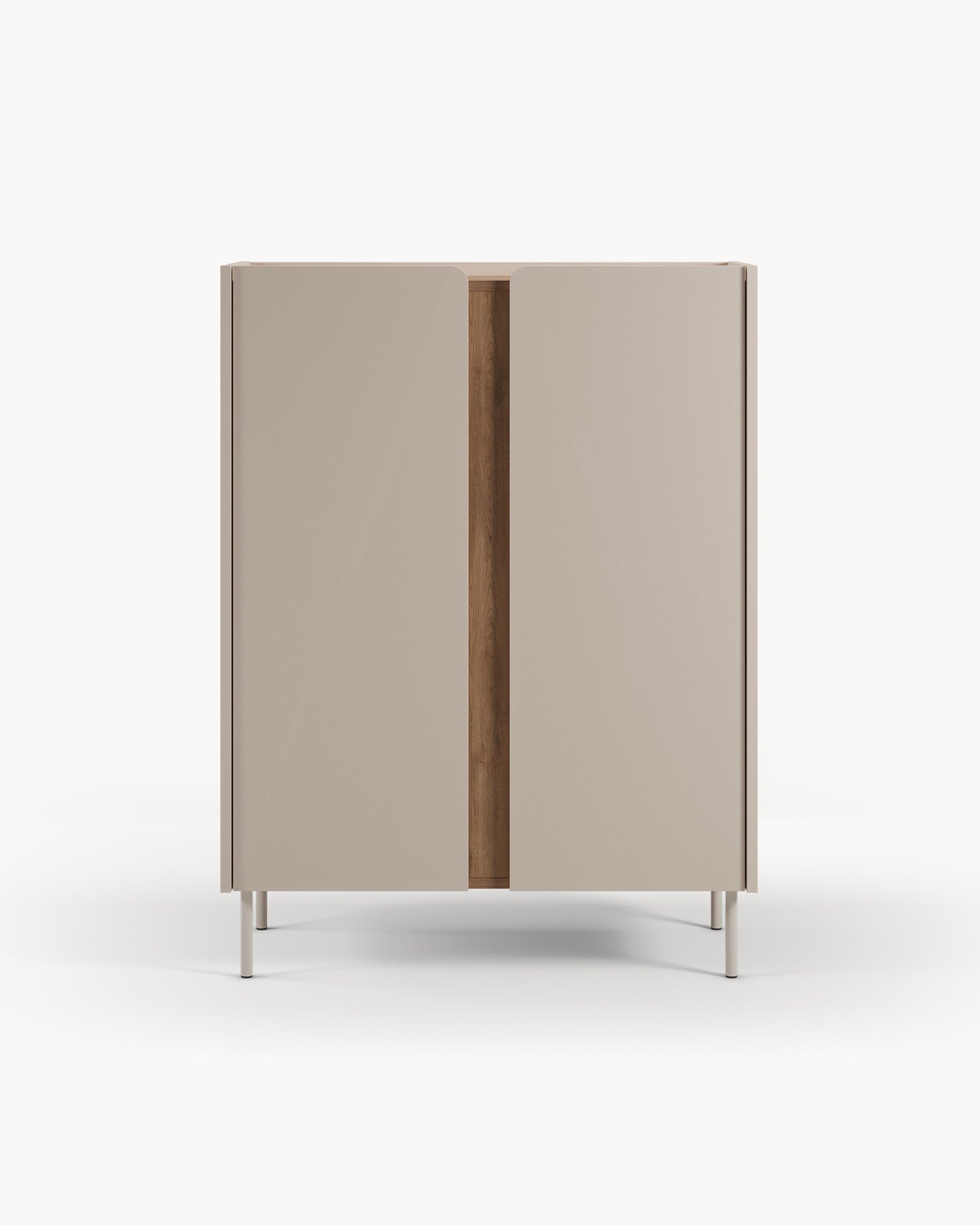 Credenza alta con piano effetto rovere Lucile - Legno/Metallo