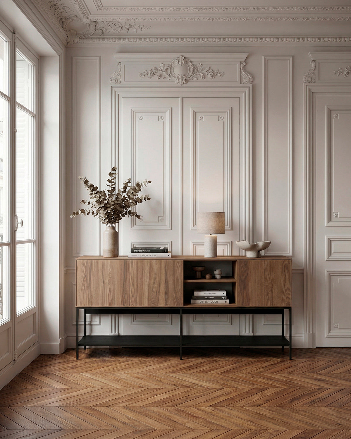 Credenza effetto legno Amira - Legno/Metallo