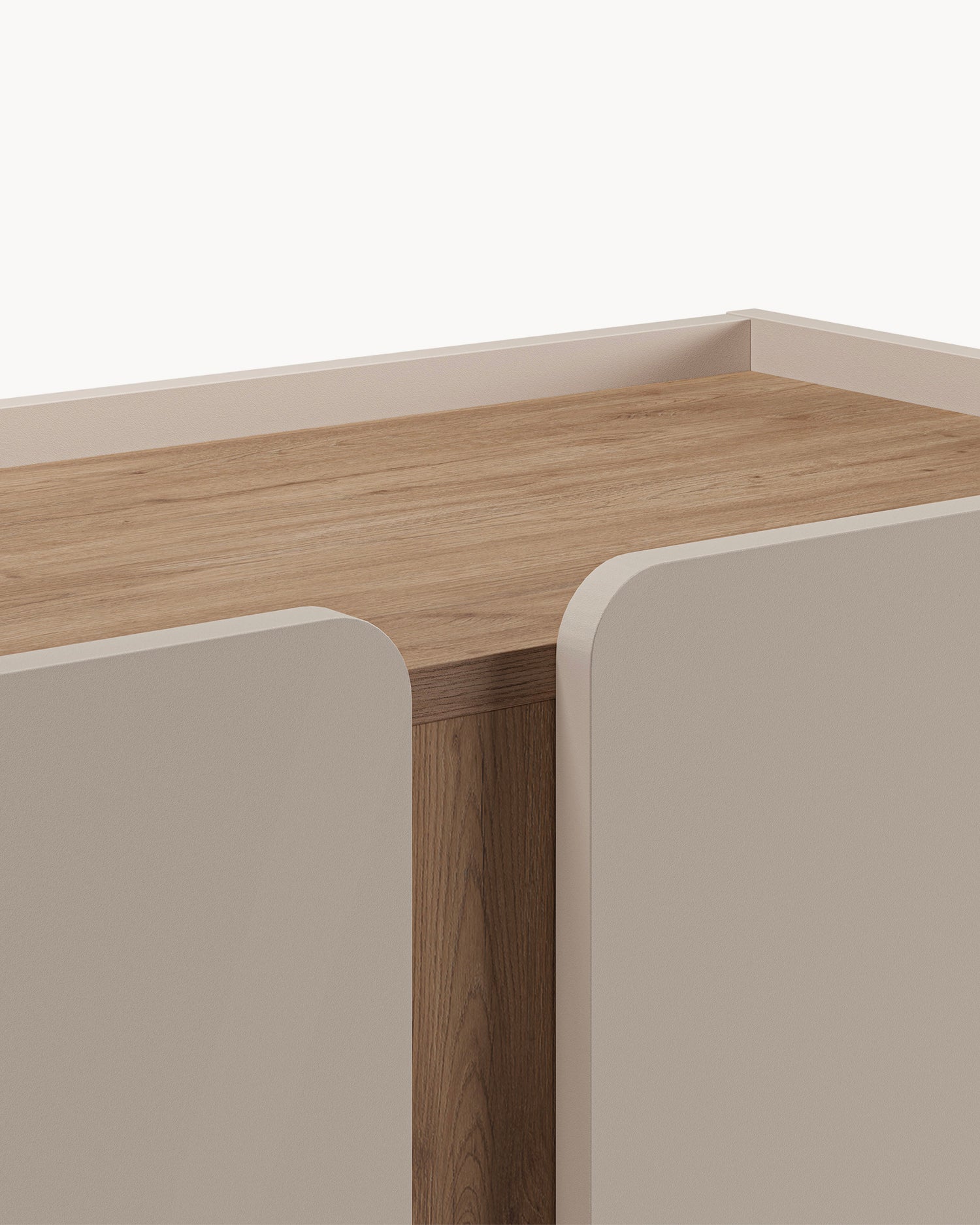 Credenza alta con piano effetto rovere Lucile - Legno/Metallo