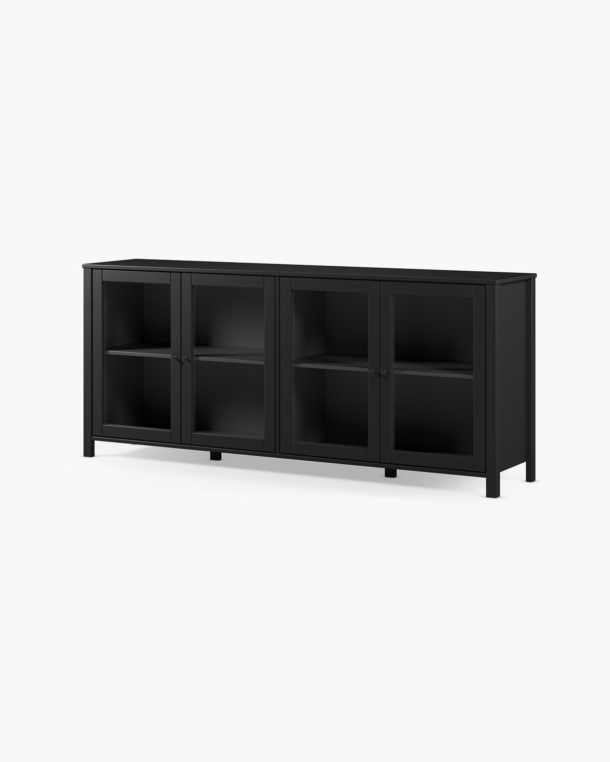 Credenza in legno di pino laccato Alessandra - Legno/Vetro