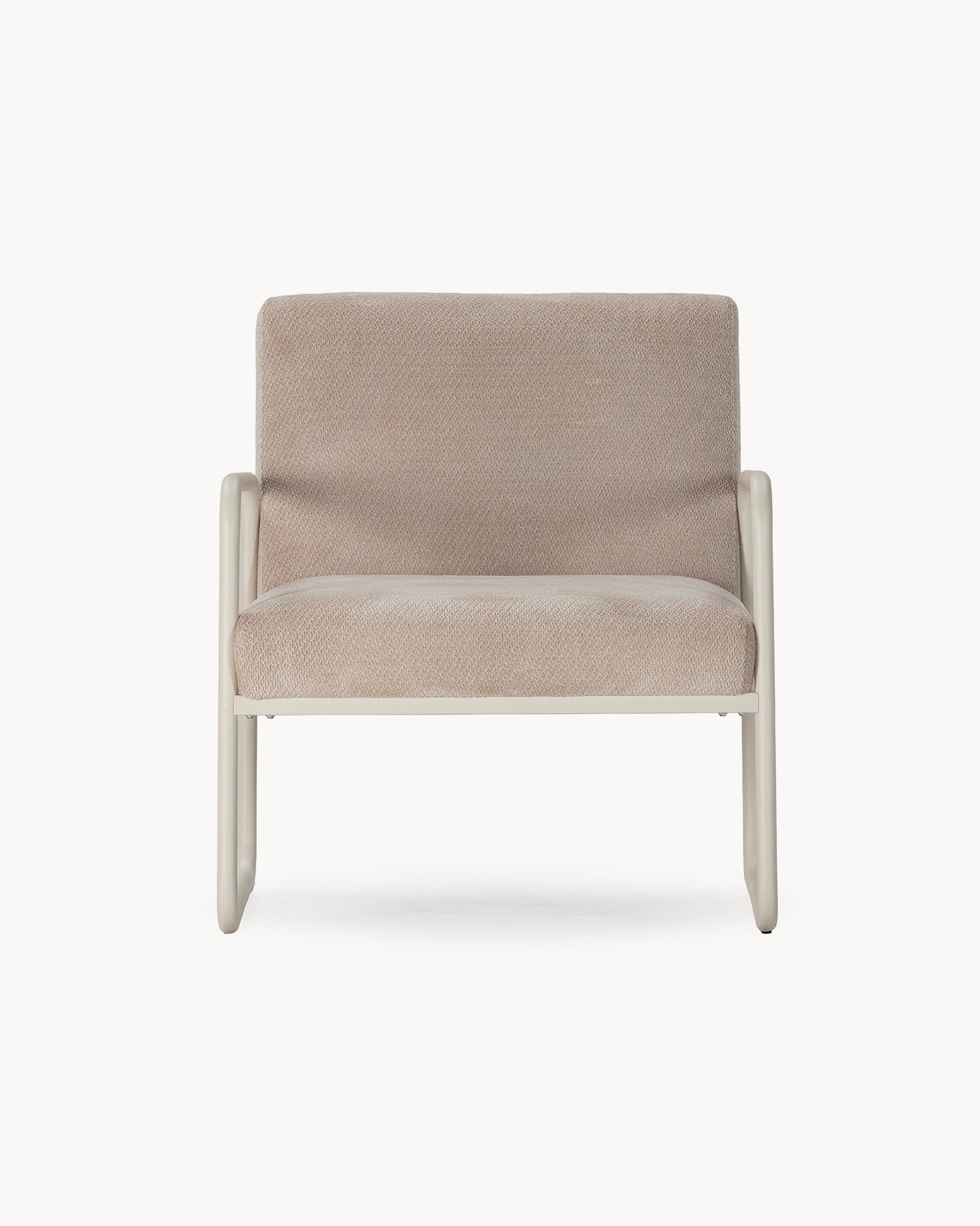 Poltrona imbottita in ciniglia Vince crema Essential Design